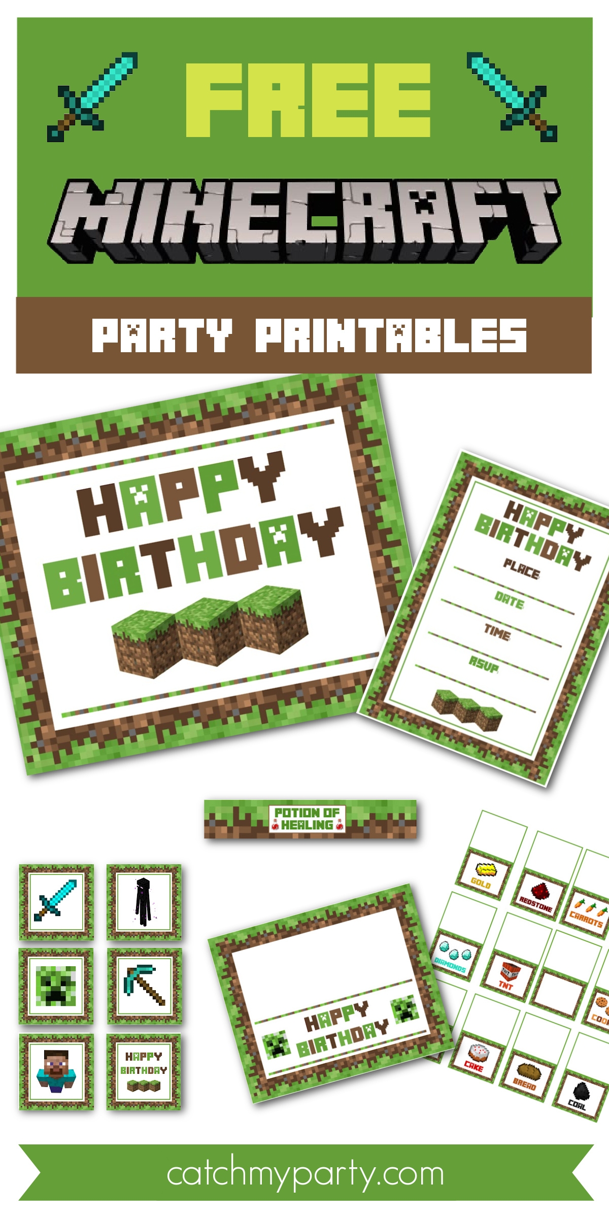 Download These Awesome FREE Minecraft Party Printables Catch My Party Download These Awesome FREE Minecraft Party Printables Catch My Party