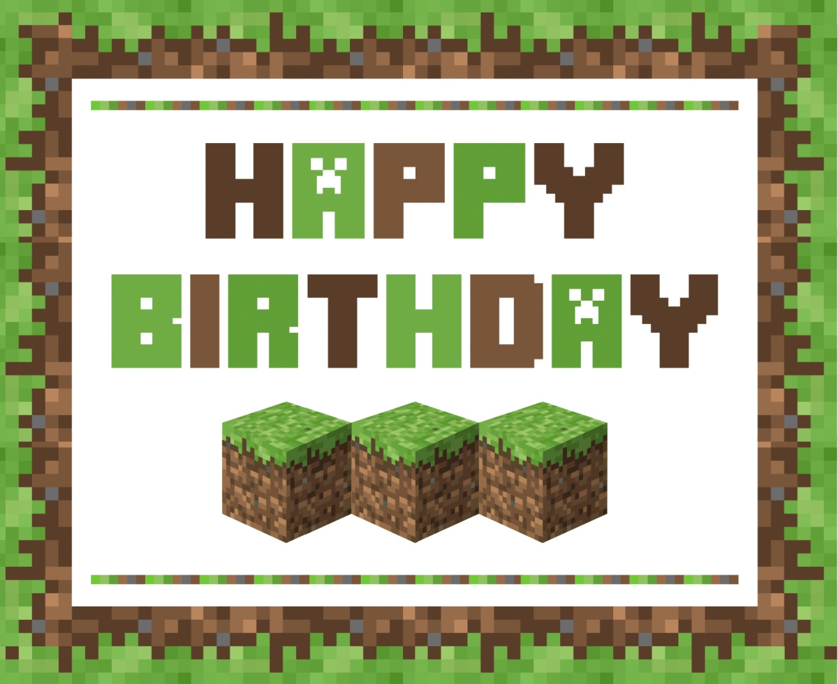 Free Printable Minecraft Birthday Cards