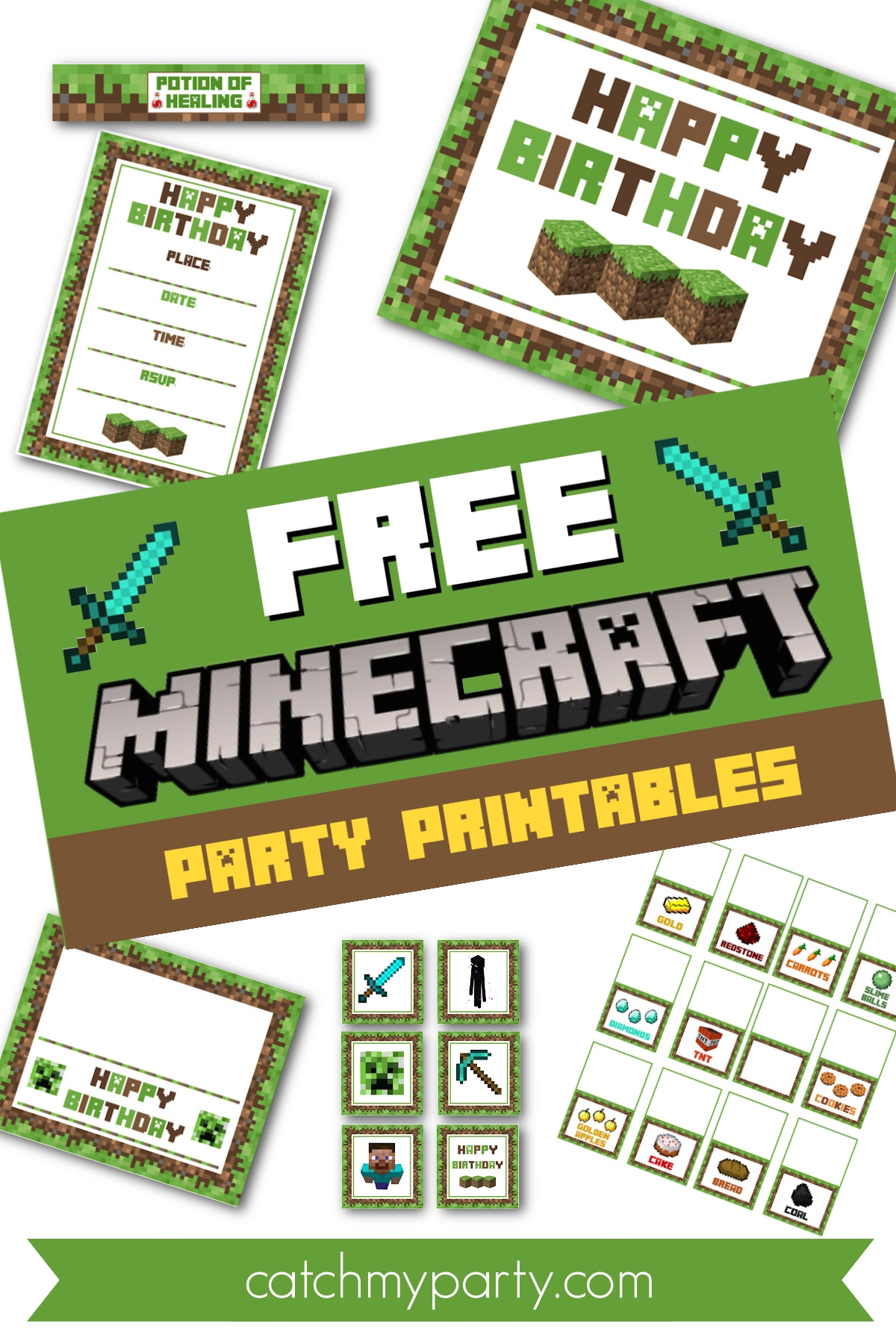 free printable minecraft birthday cards