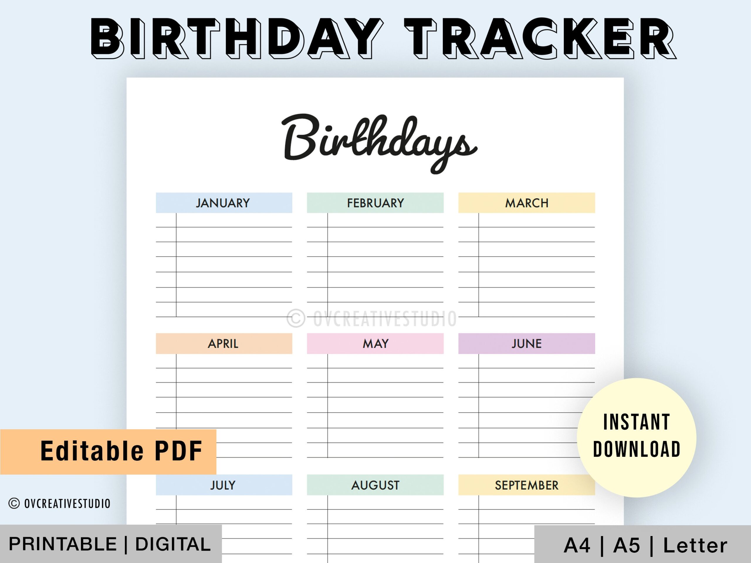 birthday list printable
