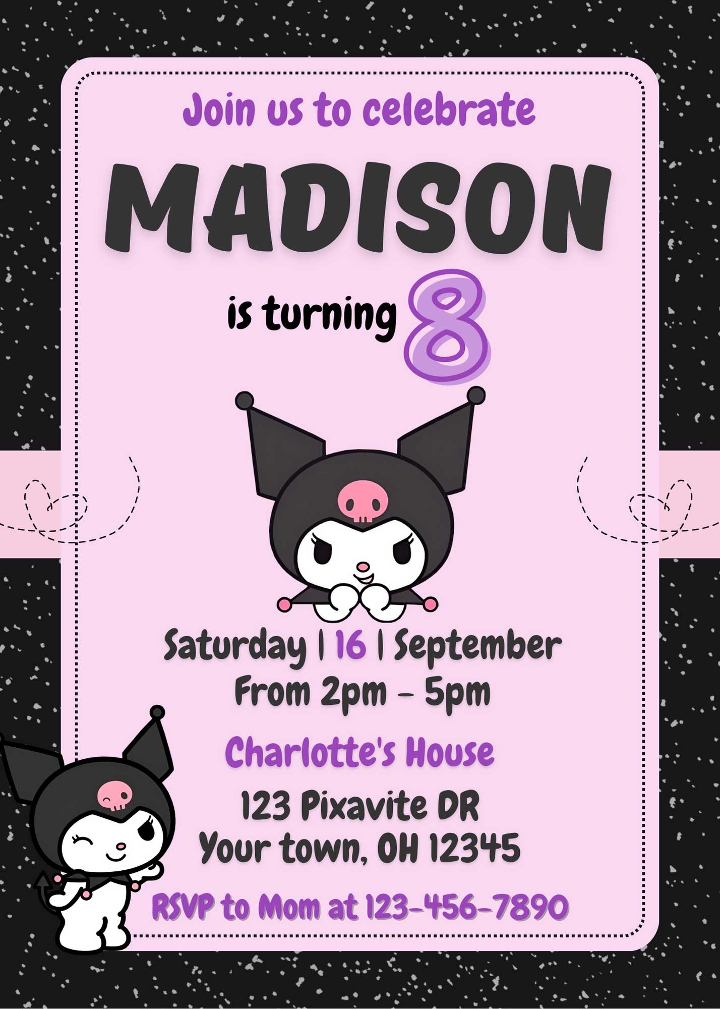 Printable Kuromi Birthday Card