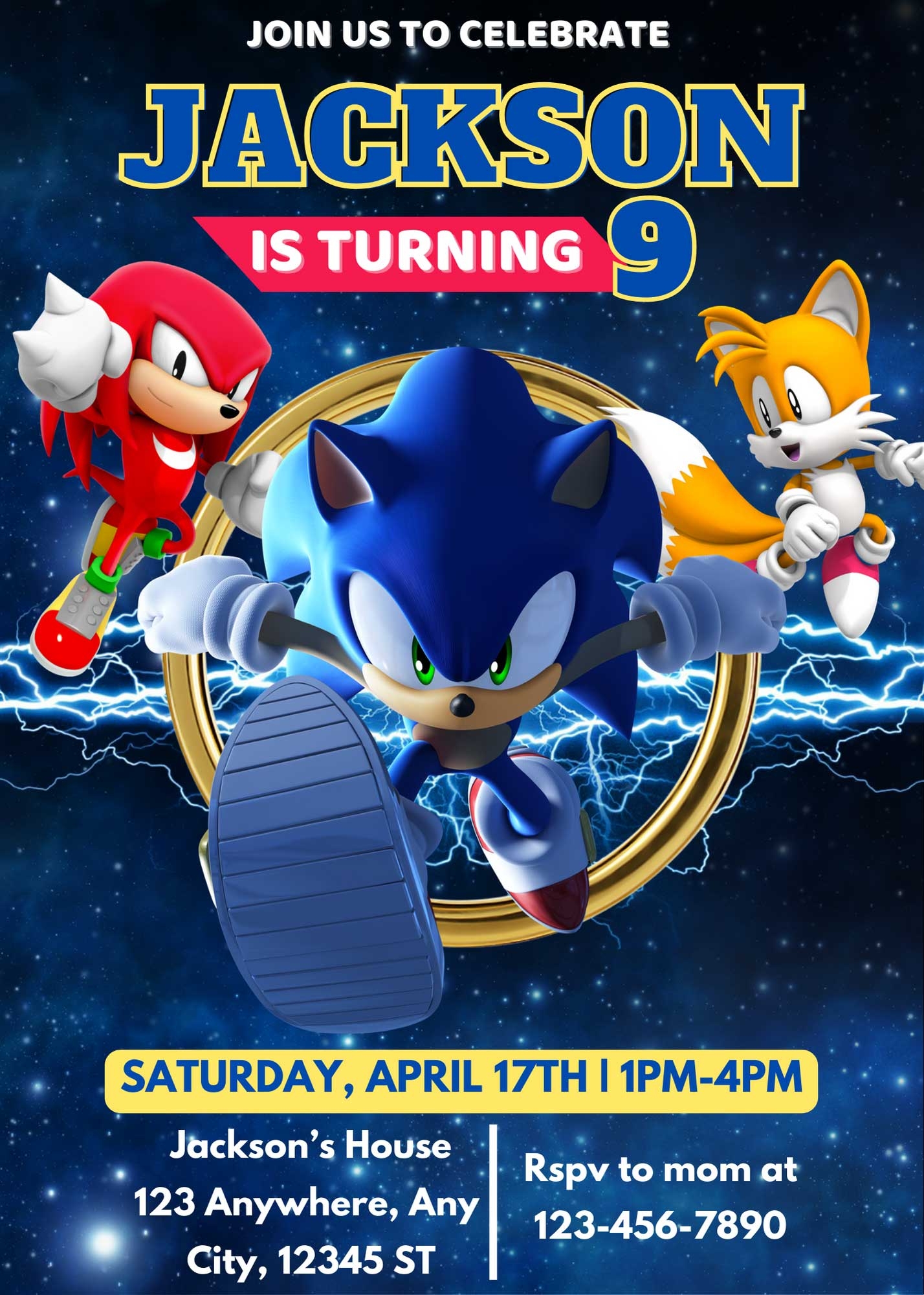 Editable Sonic The Hedgehog Birthday Invitation Template Awesome Invite