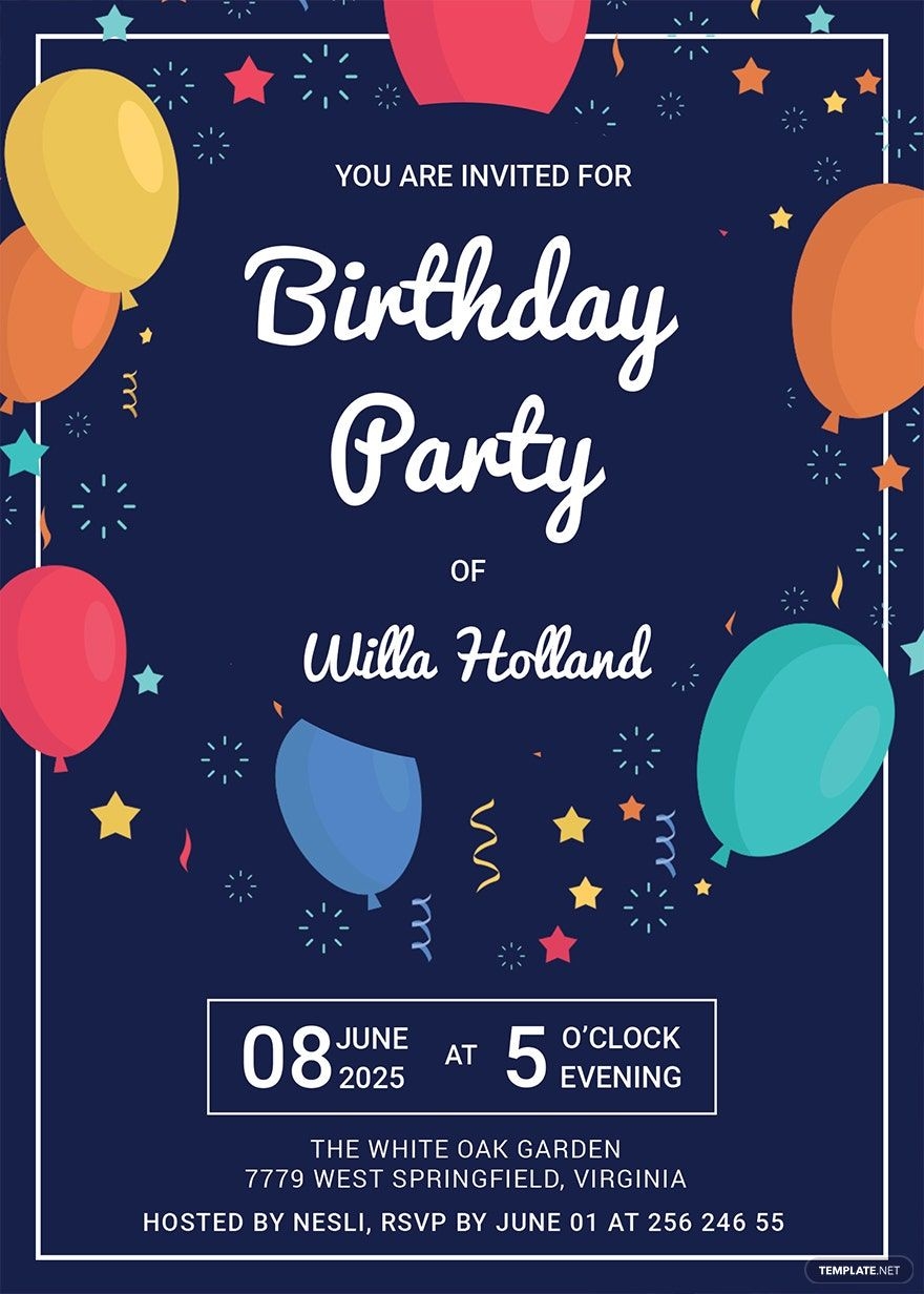 Elegant Birthday Party Invitation Template In Illustrator Publisher Word PSD Pages Outlook Download Template Elegant Birthday Party Invitation Template In Illustrator Publisher Word PSD Pages Outlook Download Template