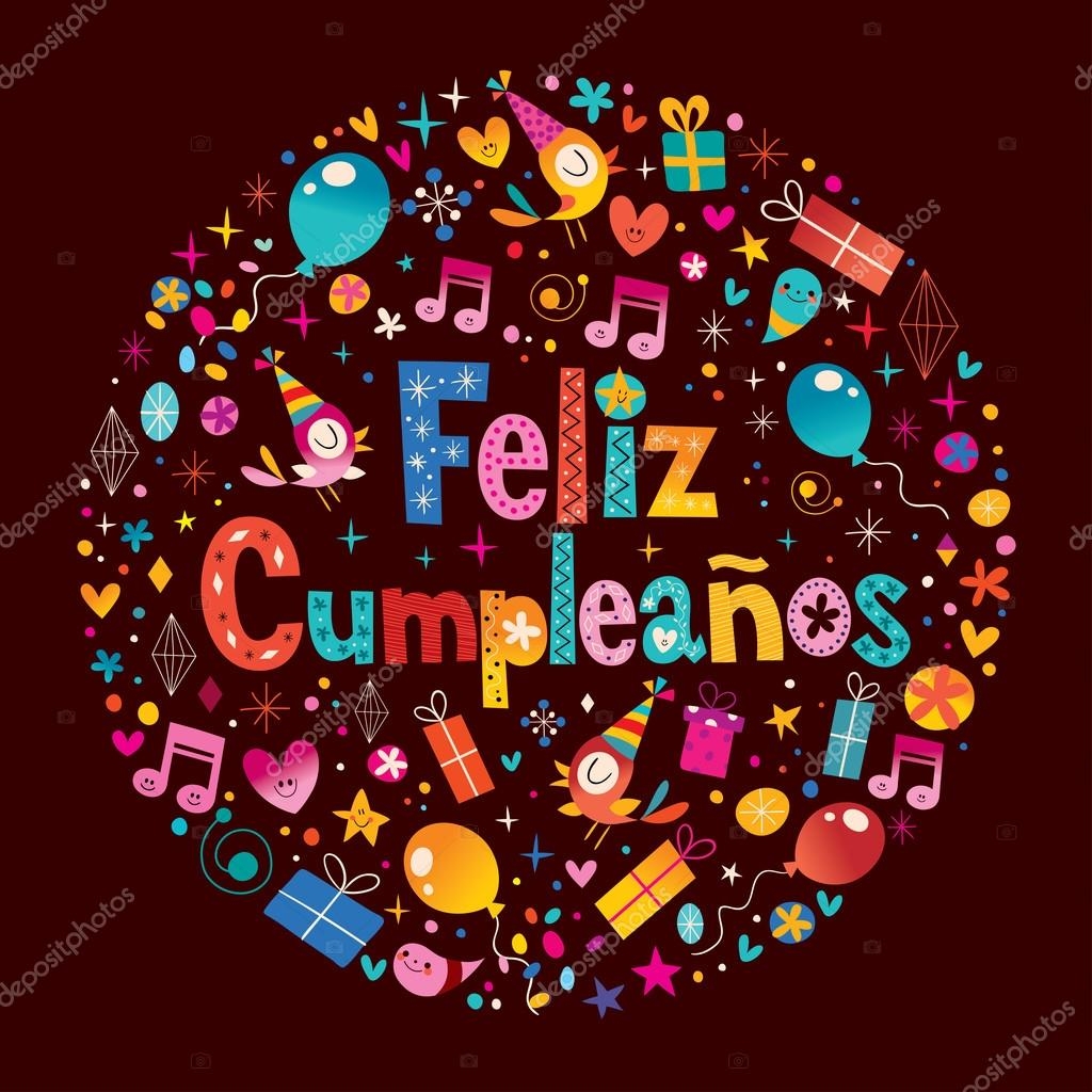 Feliz Cumpleanos Happy Birthday In Spanish Greeting Card With 