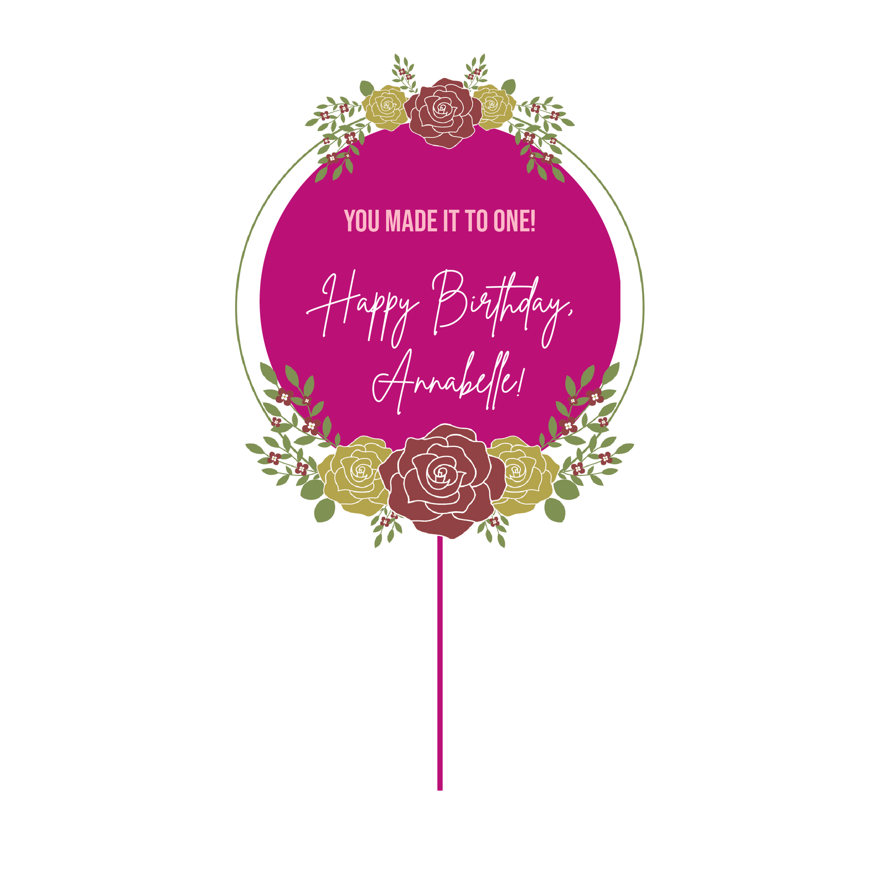 Floral Cake Topper In SVG Illustrator JPG EPS PNG Download Template 