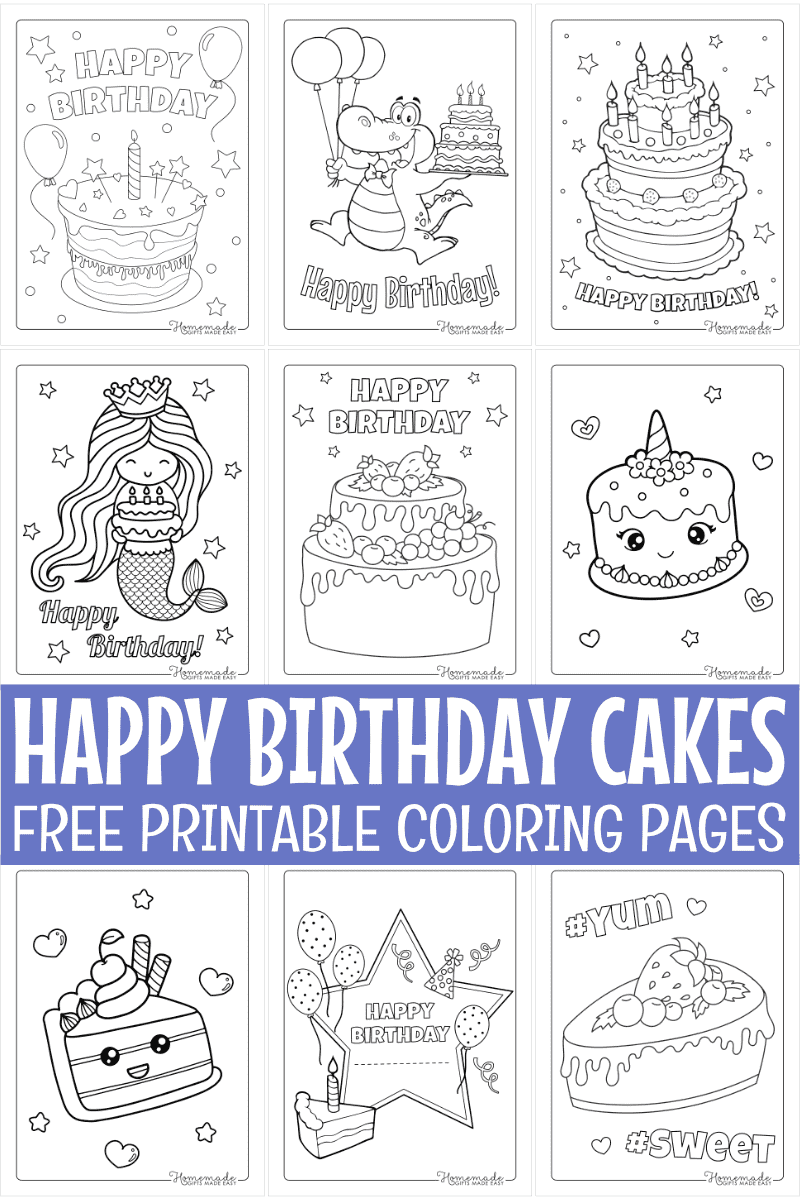 Free Birthday Cake Coloring Pages For Kids U0026 Adults