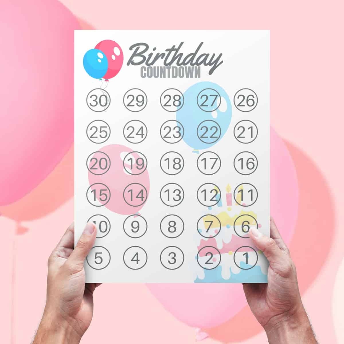 FREE Birthday Countdown Calendar Printable
