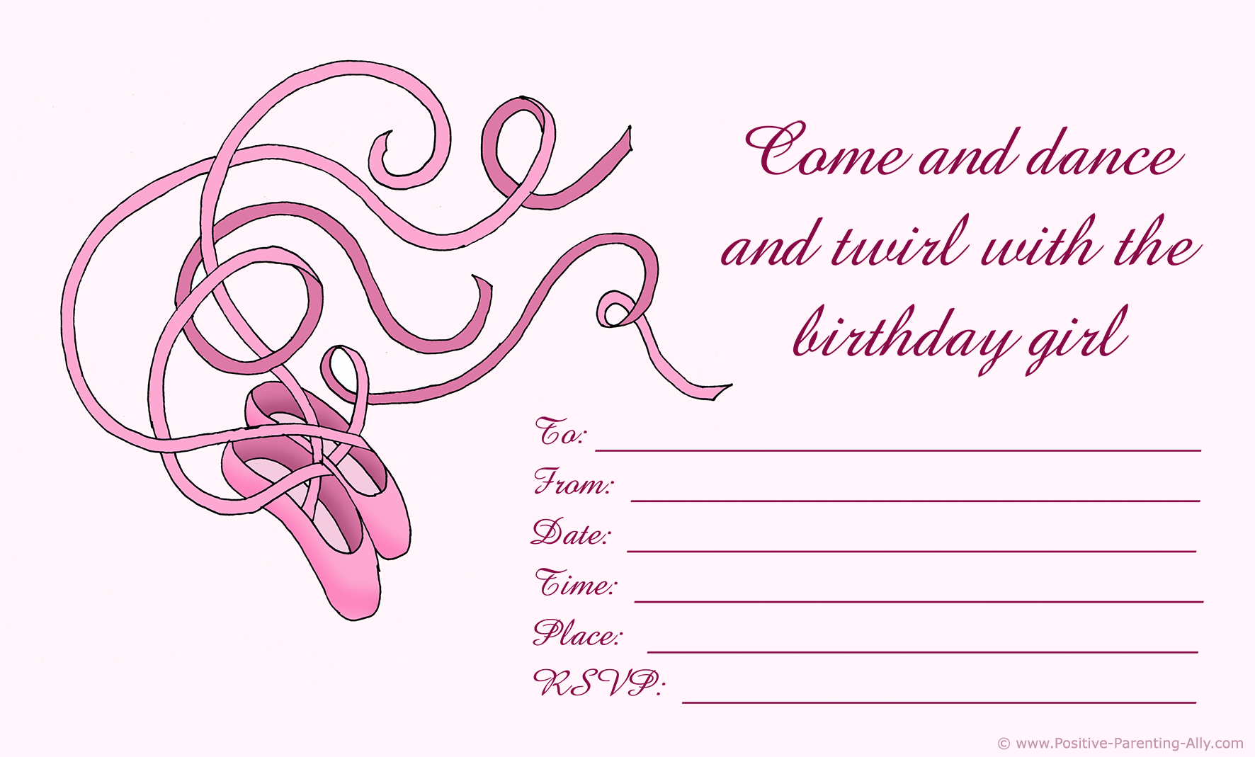 free printable girly birthday invitations