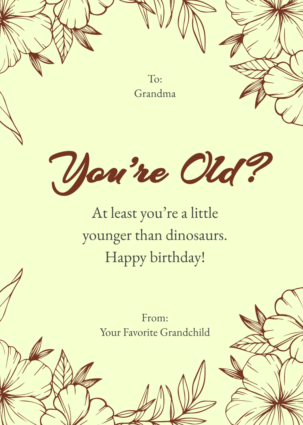 Free Funny Birthday Card For Grandma Template To Edit Online