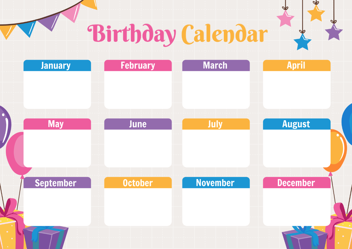 birthday calendar printable