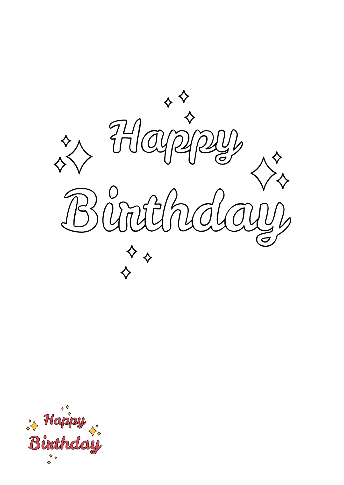 Free Happy Birthday Glitter Text Coloring Page Template To Edit Online