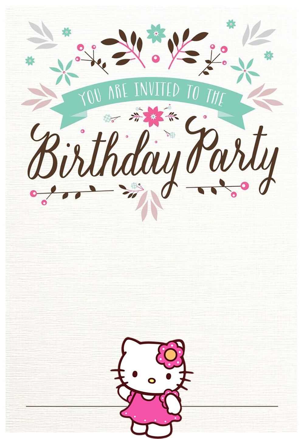 Free Hello Kitty Birthday Party Invitation Worksheets Library