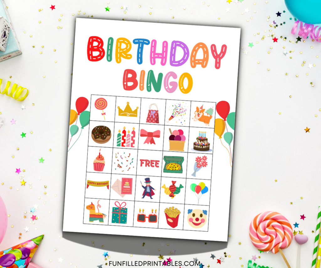 Free Printable Birthday Bingo Cards For Party Funfilledprintables Free Printable Birthday Bingo Cards For Party Funfilledprintables