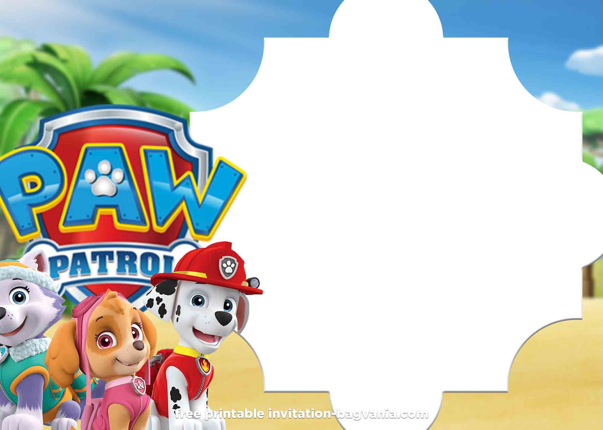 FREE Printable Paw Patrol Invitation Templates Bagvania 