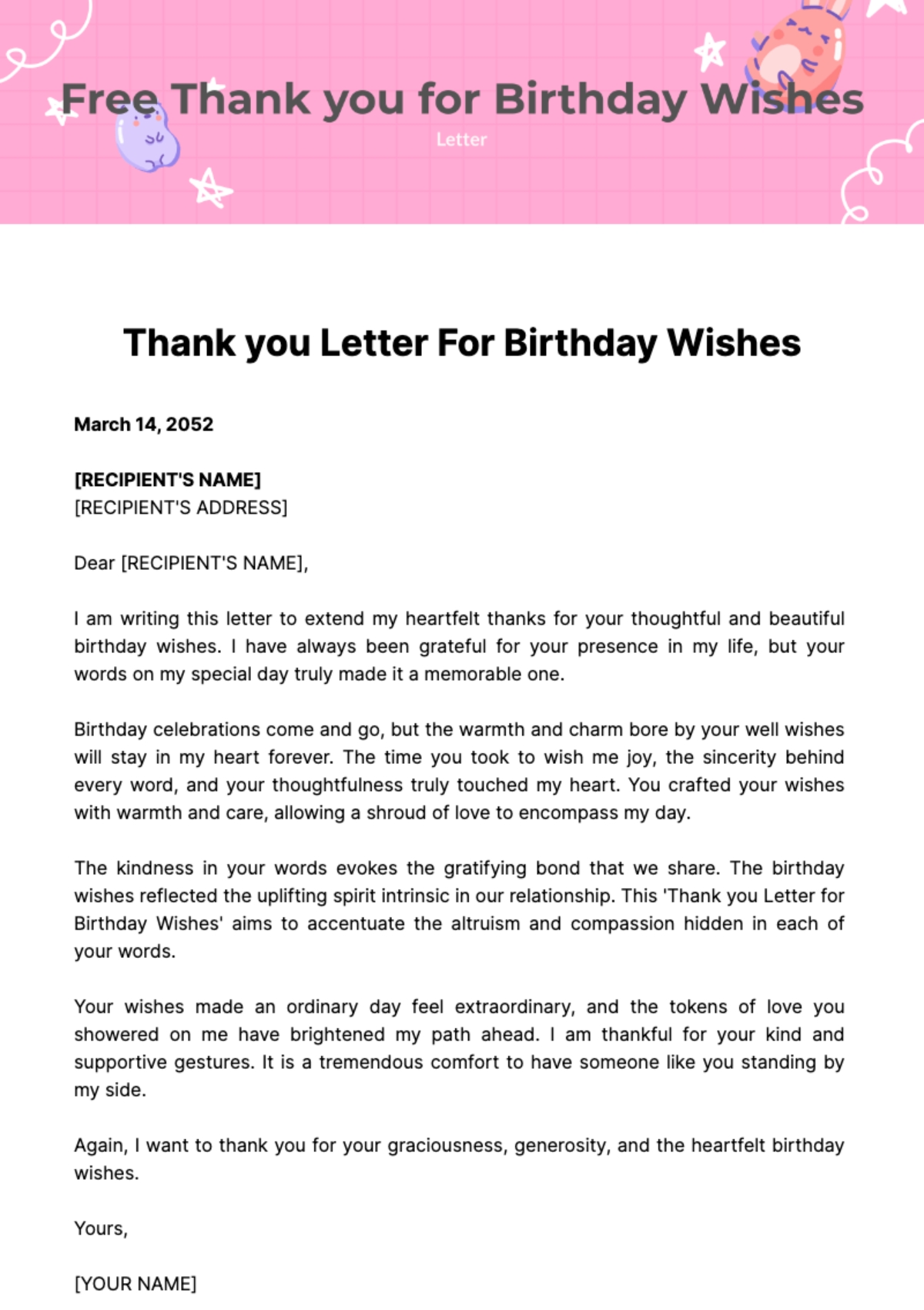 thank u note for birthday wishes