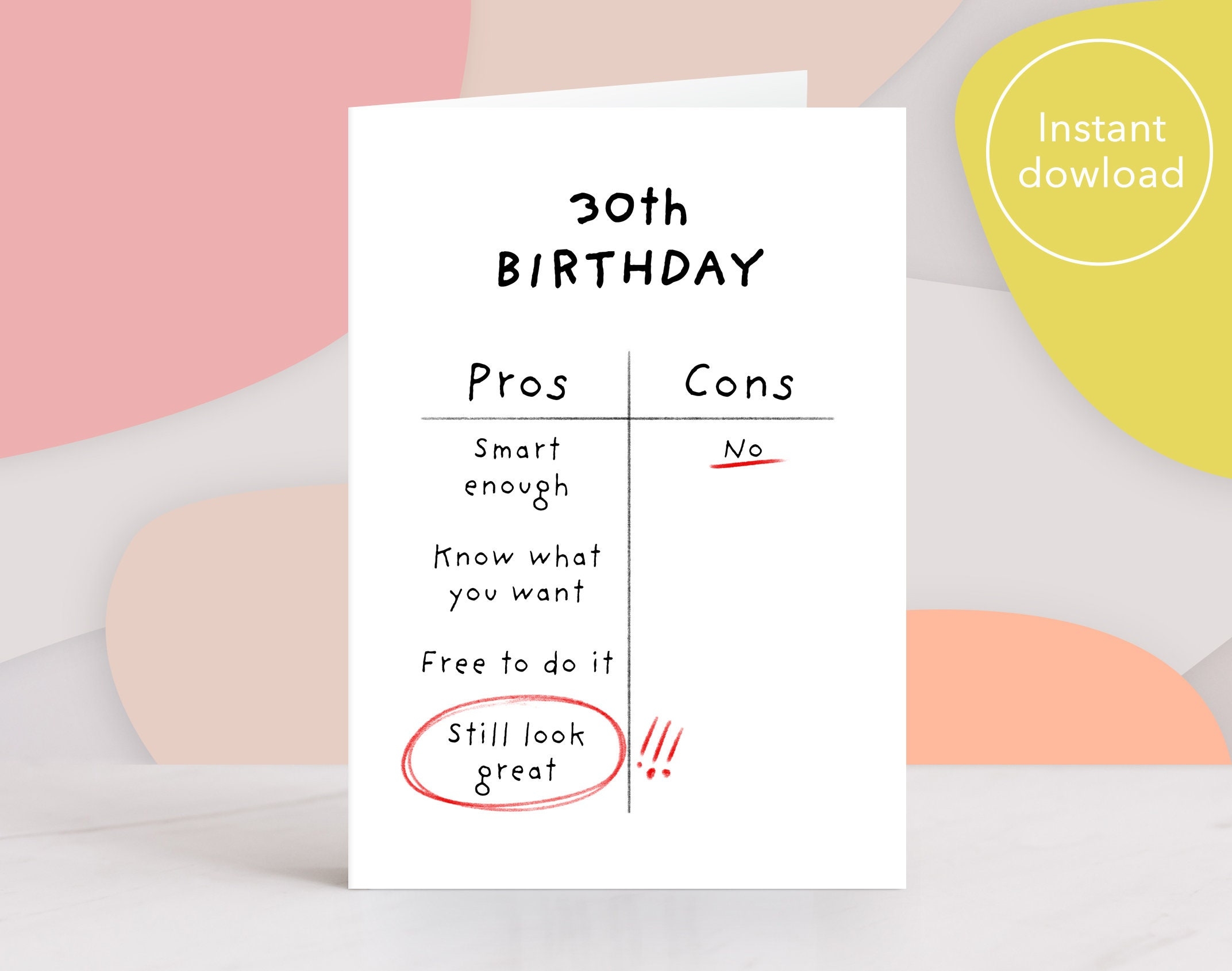 Printable 30th Birthday Card