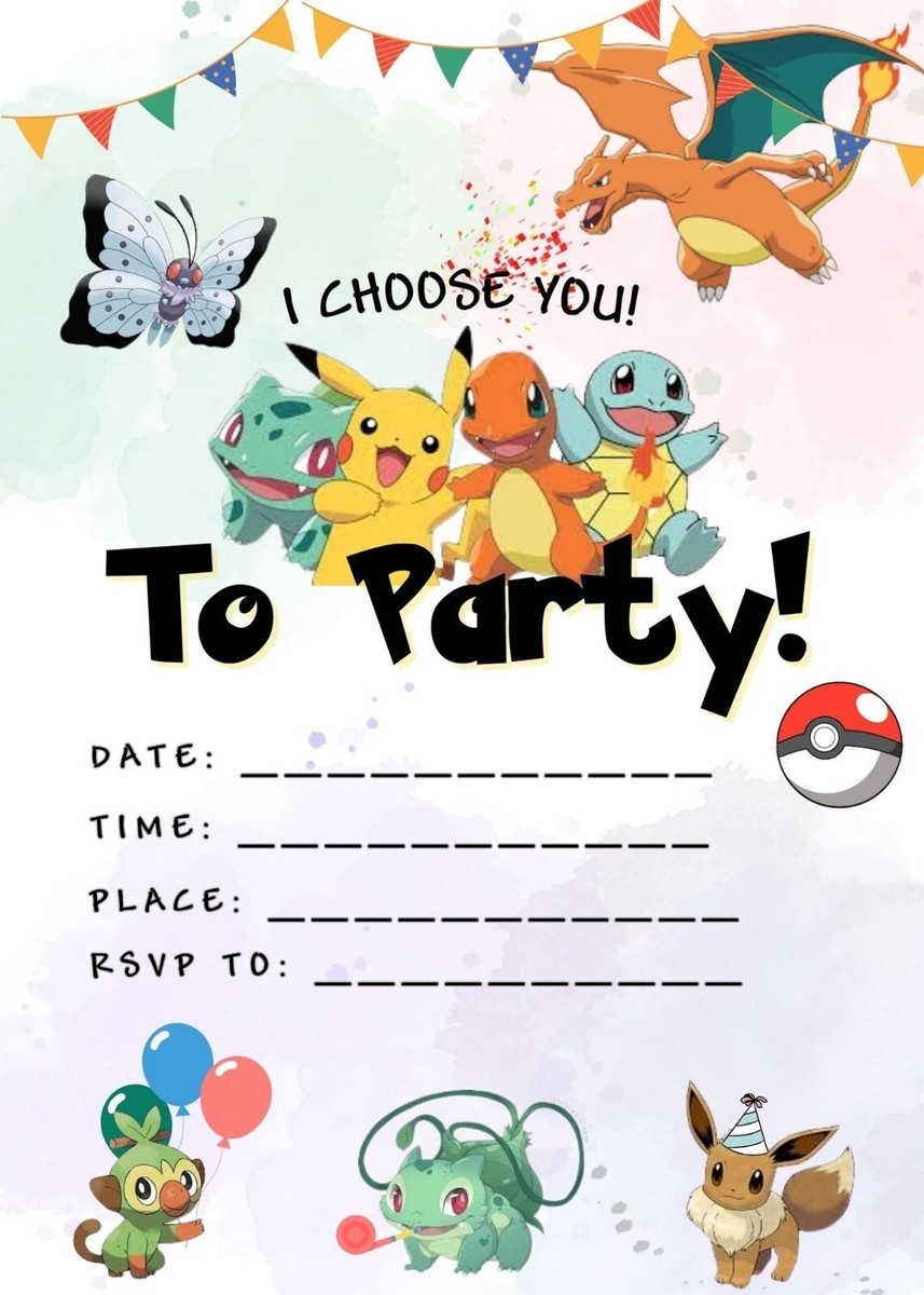 Gotta Catch Em All Pokemon Birthday Party Invitations Set Of 20 W Envelopes EBay