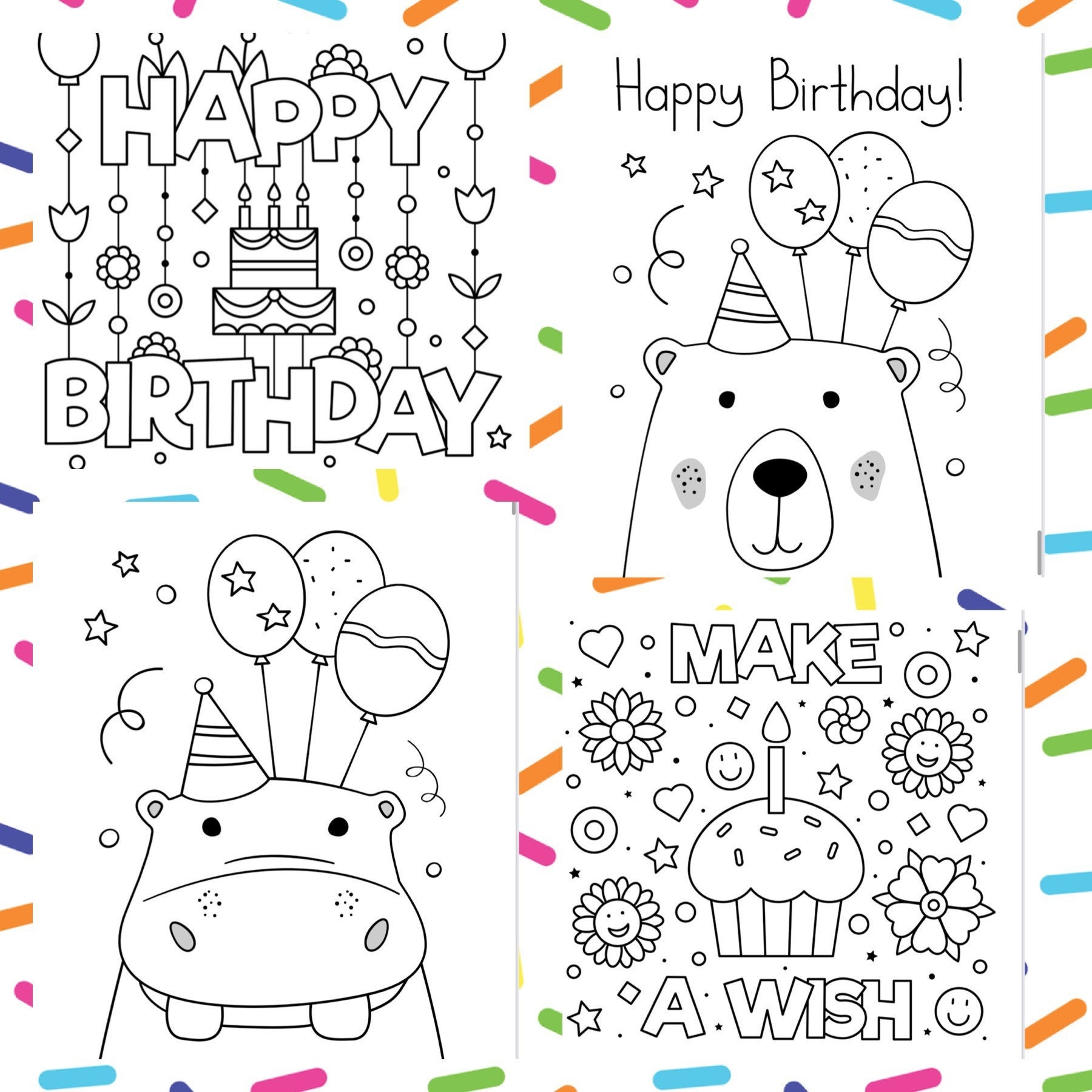 Happy Birthday 40 Printable Coloring Pages fun Activity For Kids birthday Party Activities instant Download Etsy