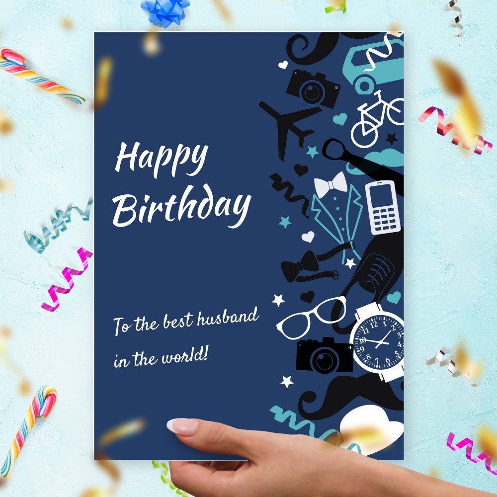 Happy Birthday Card For Husband Classic Style Template Editable Online