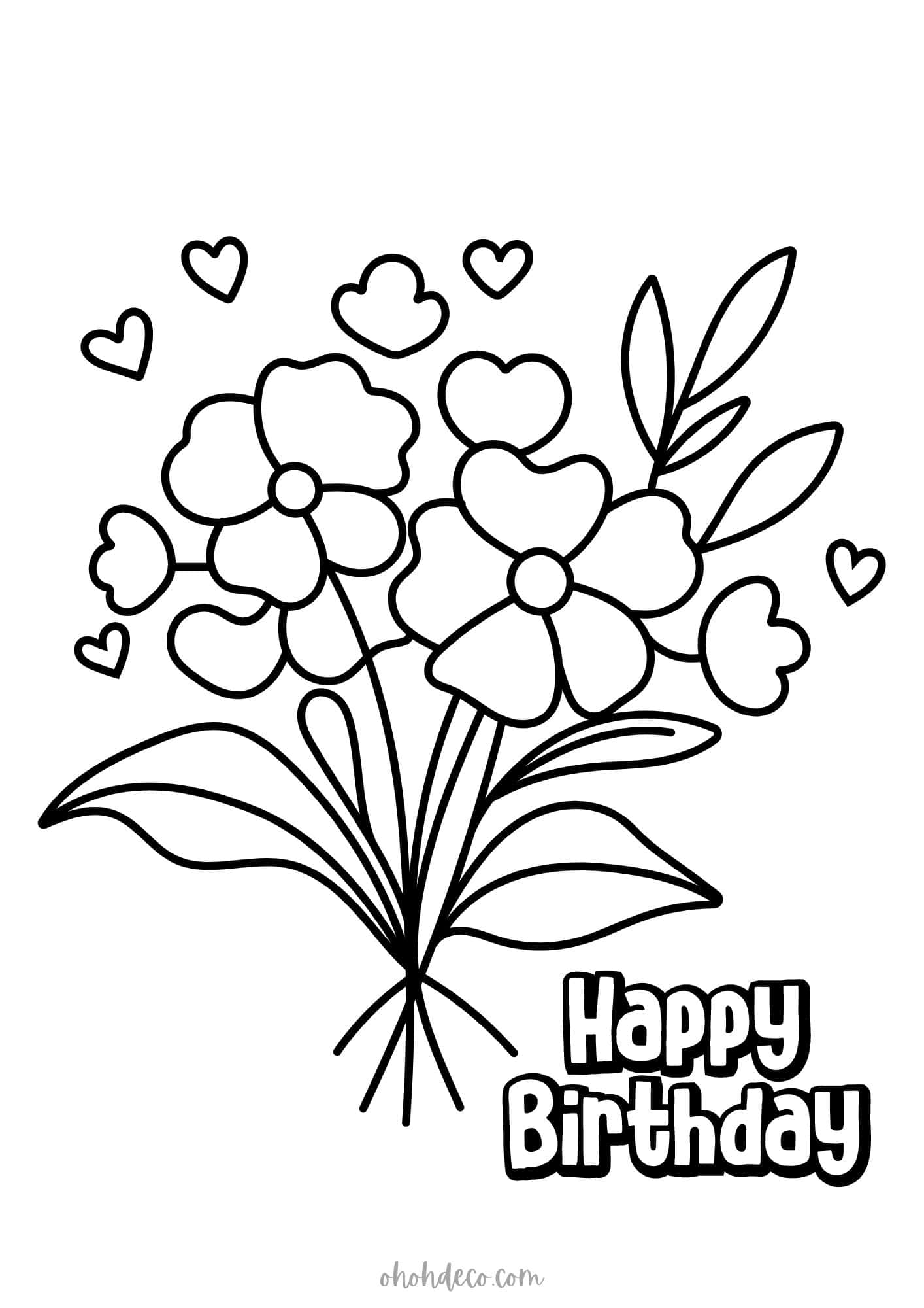 Happy birthday coloring page 29 Ohoh Deco
