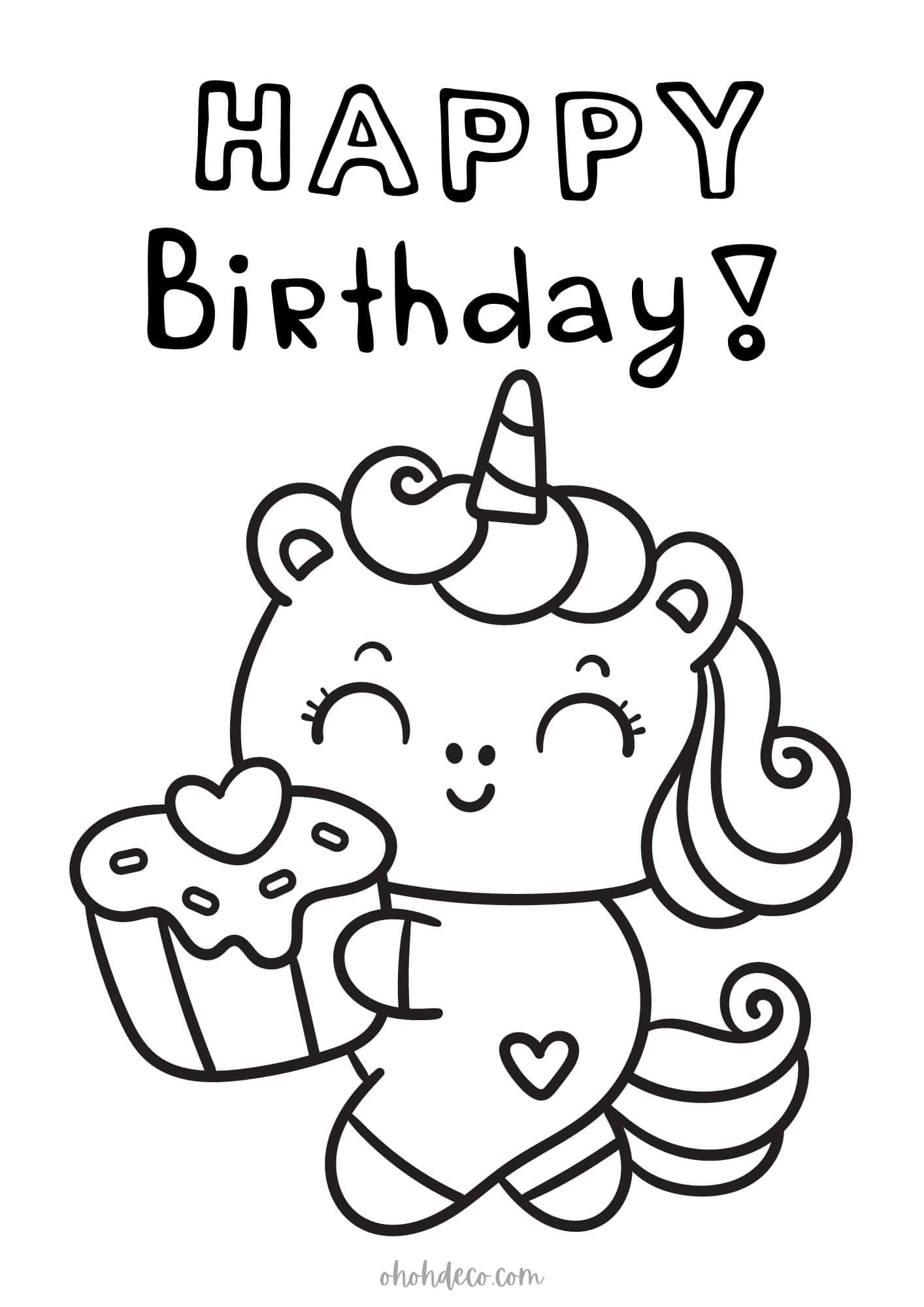 Printable Cute Happy Birthday Coloring Pages
