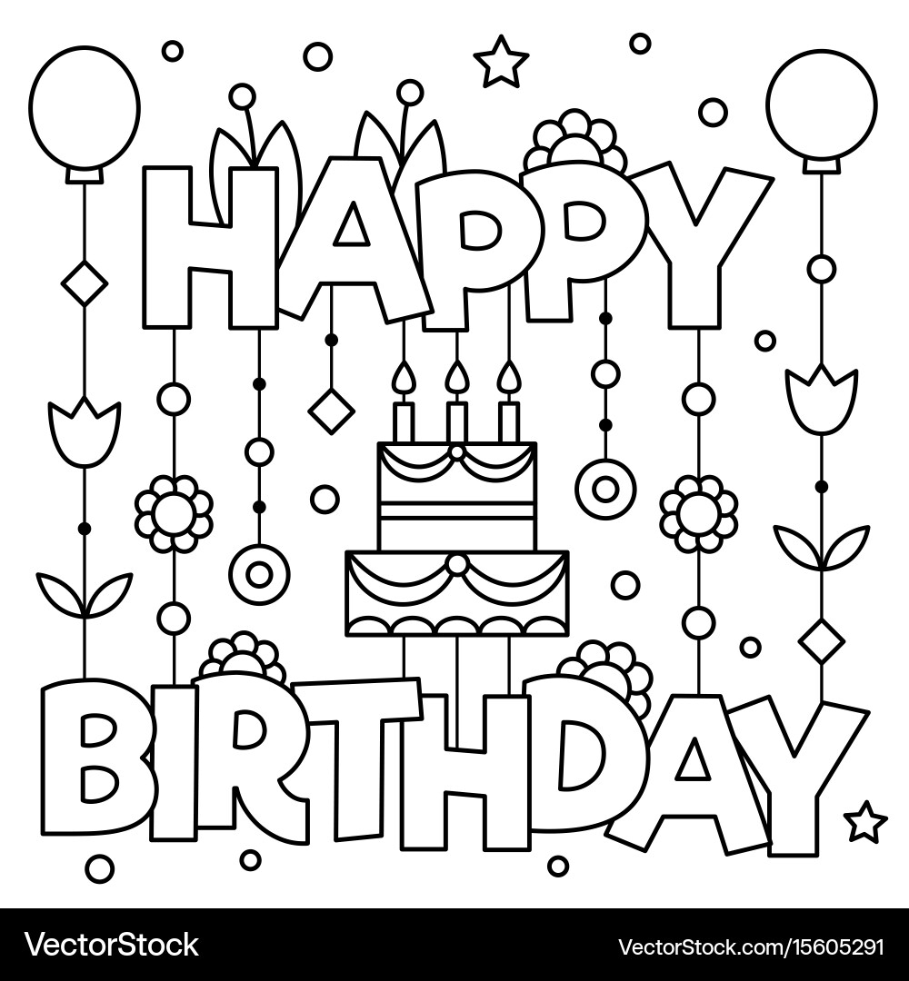 happy birthday coloring page free printable