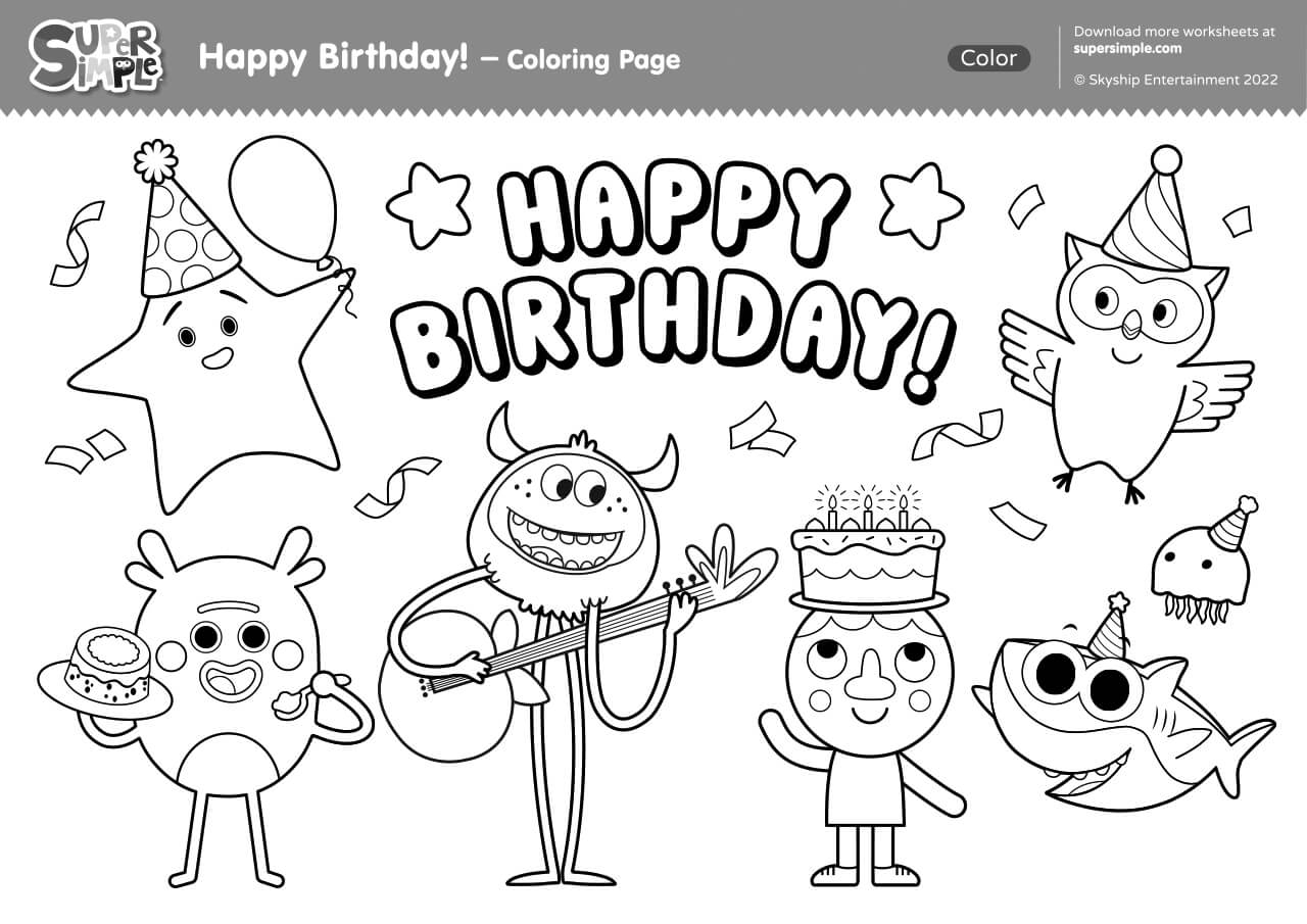 happy birthday coloring pages free printable