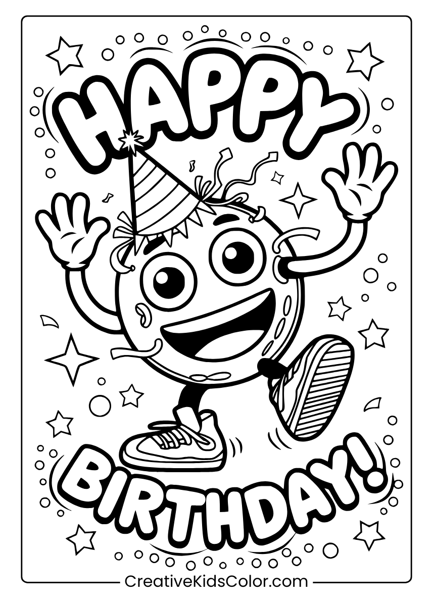 Happy Birthday Coloring Pages 25 Free Printable PDF