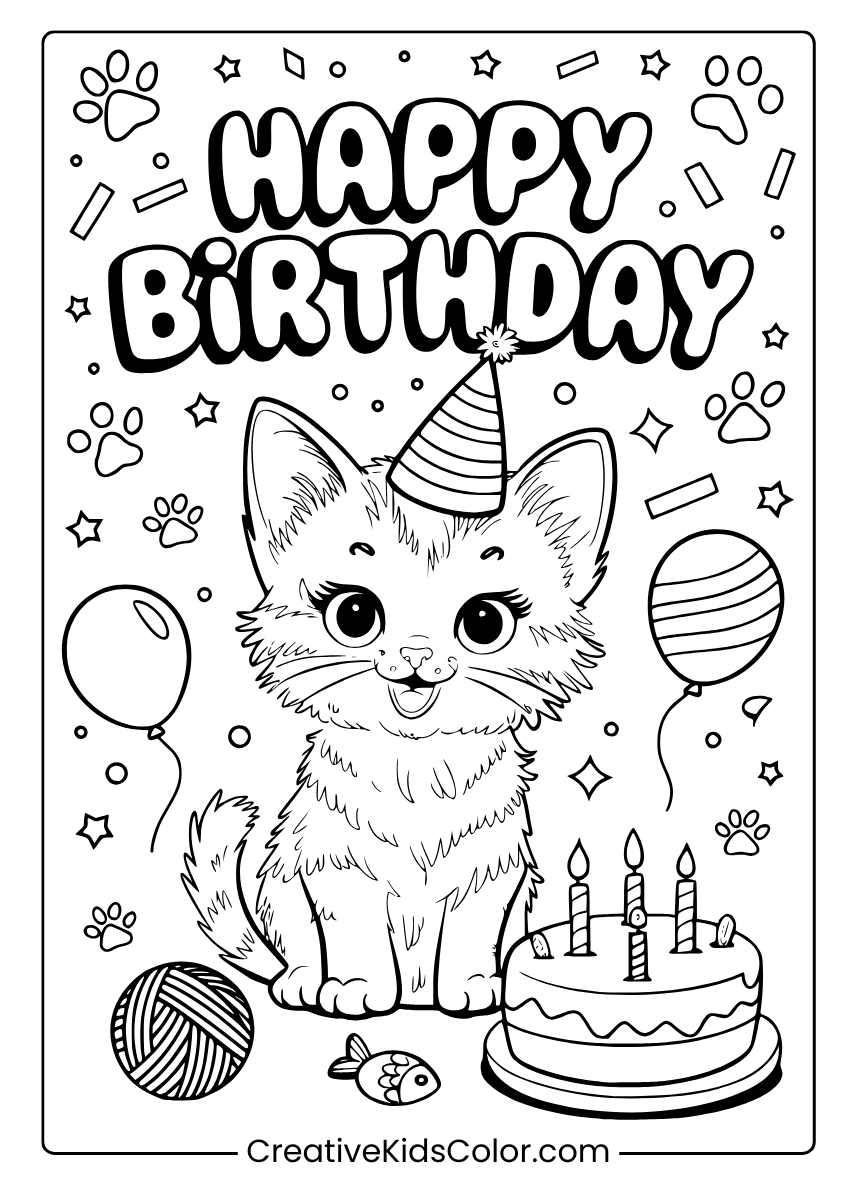 Happy Birthday Coloring Pages 25 Free Printable PDF Happy Birthday Coloring Pages 25 Free Printable PDF