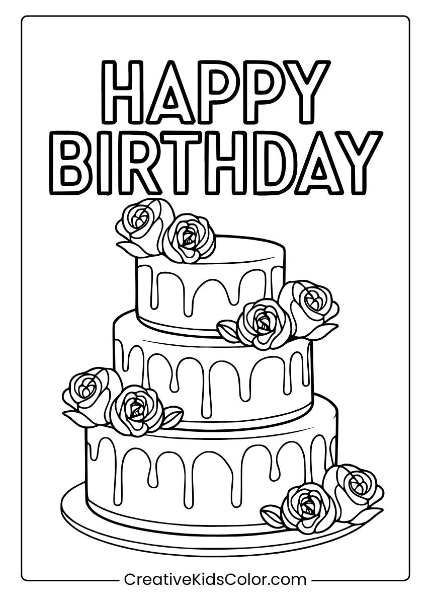 Happy Birthday Coloring Pages 25 Free Printable PDF 
