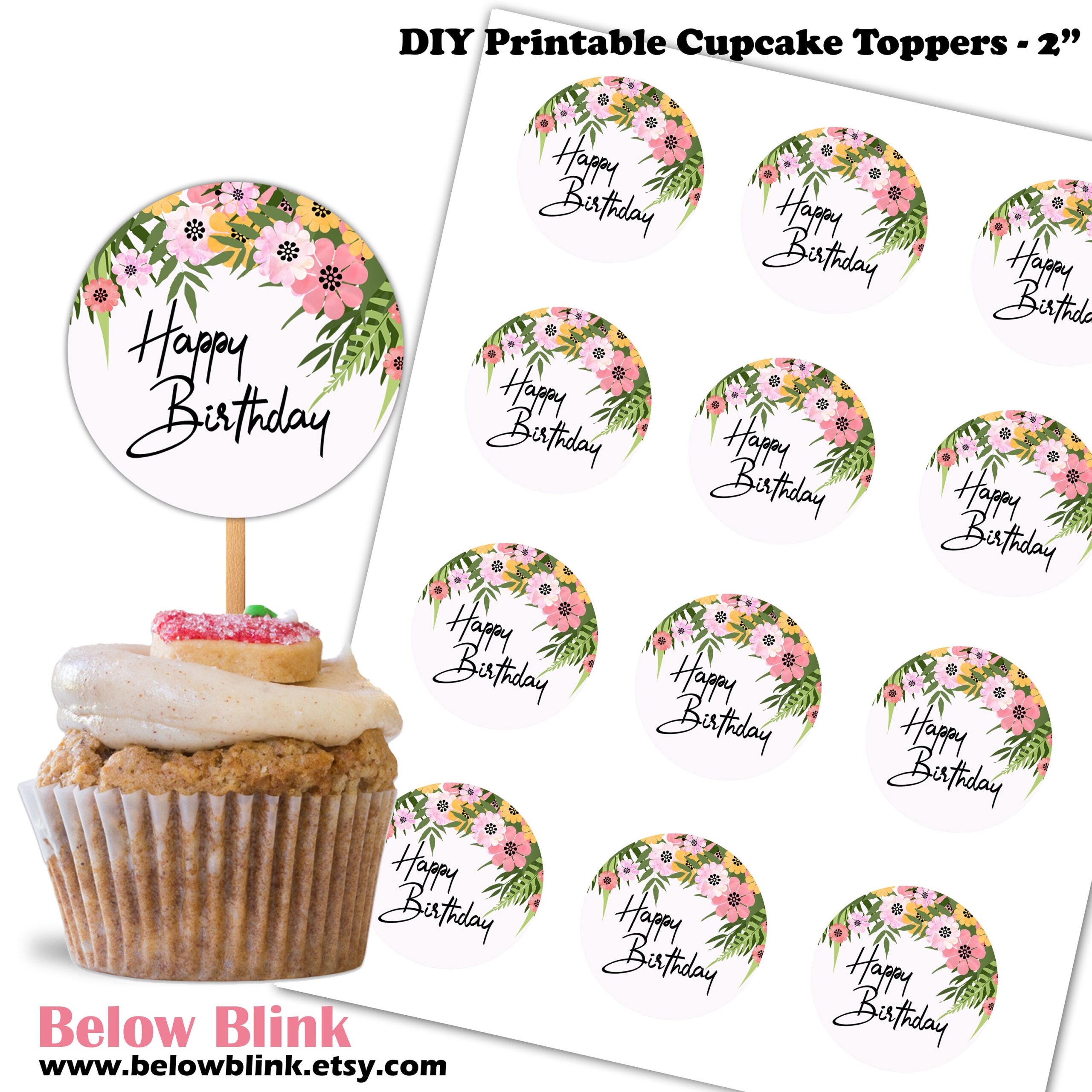 Happy Birthday Cupcake Toppers Floral Toppers 1st Birthday Printable Round Tags Confetti Birthday Decorations Instant Download DP848 Happy Birthday Cupcake Toppers Floral Toppers 1st Birthday Printable Round Tags Confetti Birthday Decorations Instant Download DP848
