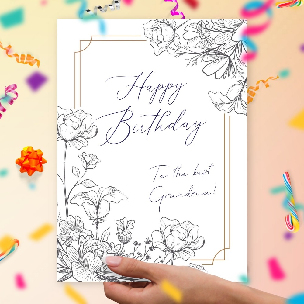 Happy Birthday Grandma Birthday Card Flowers Retro Style Happy Birthday Grandma Birthday Card Flowers Retro Style