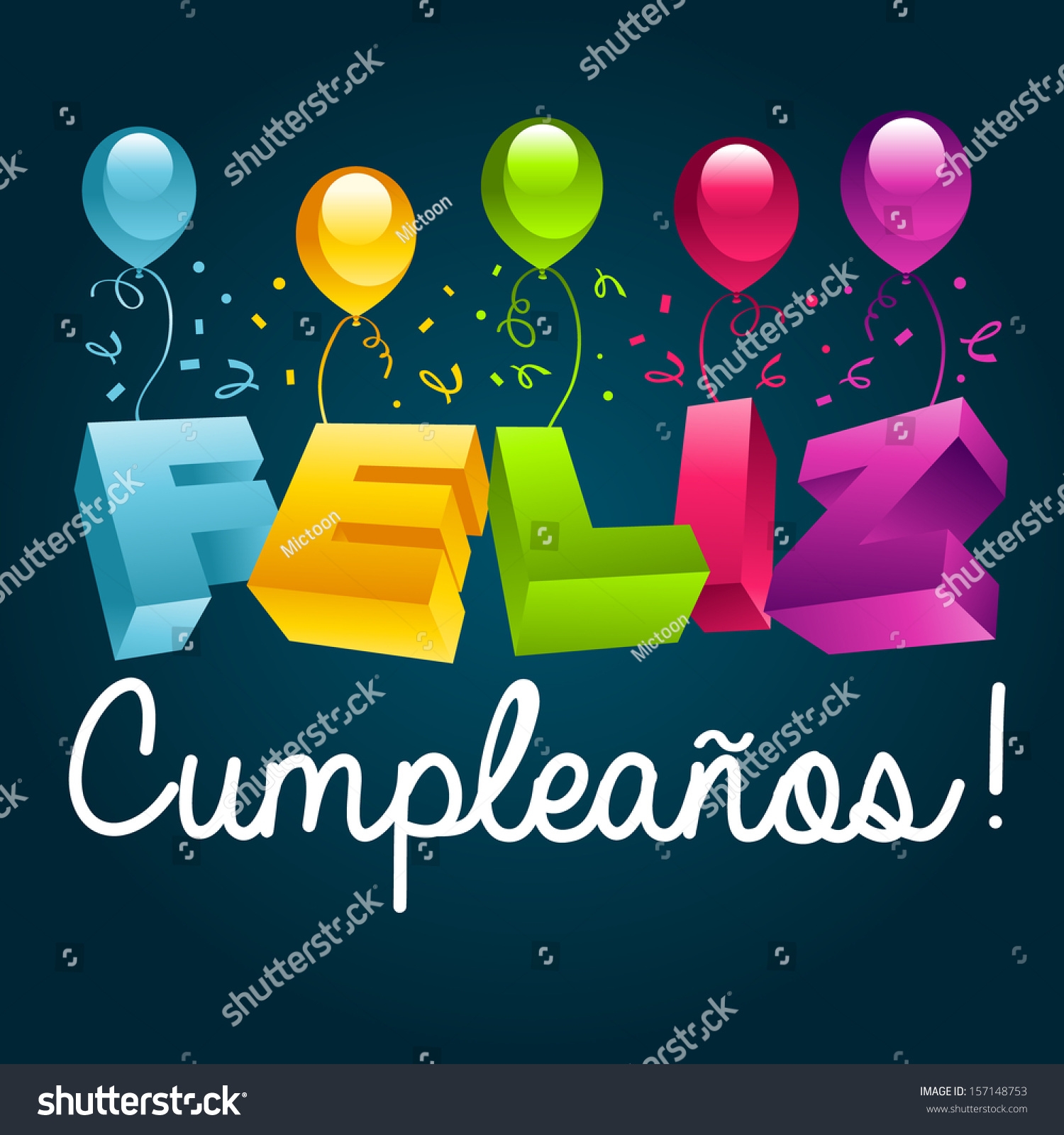 Happy Birthday Greeting Card Spanish Stock Illustration 157148753 Happy Birthday Greeting Card Spanish Stock Illustration 157148753