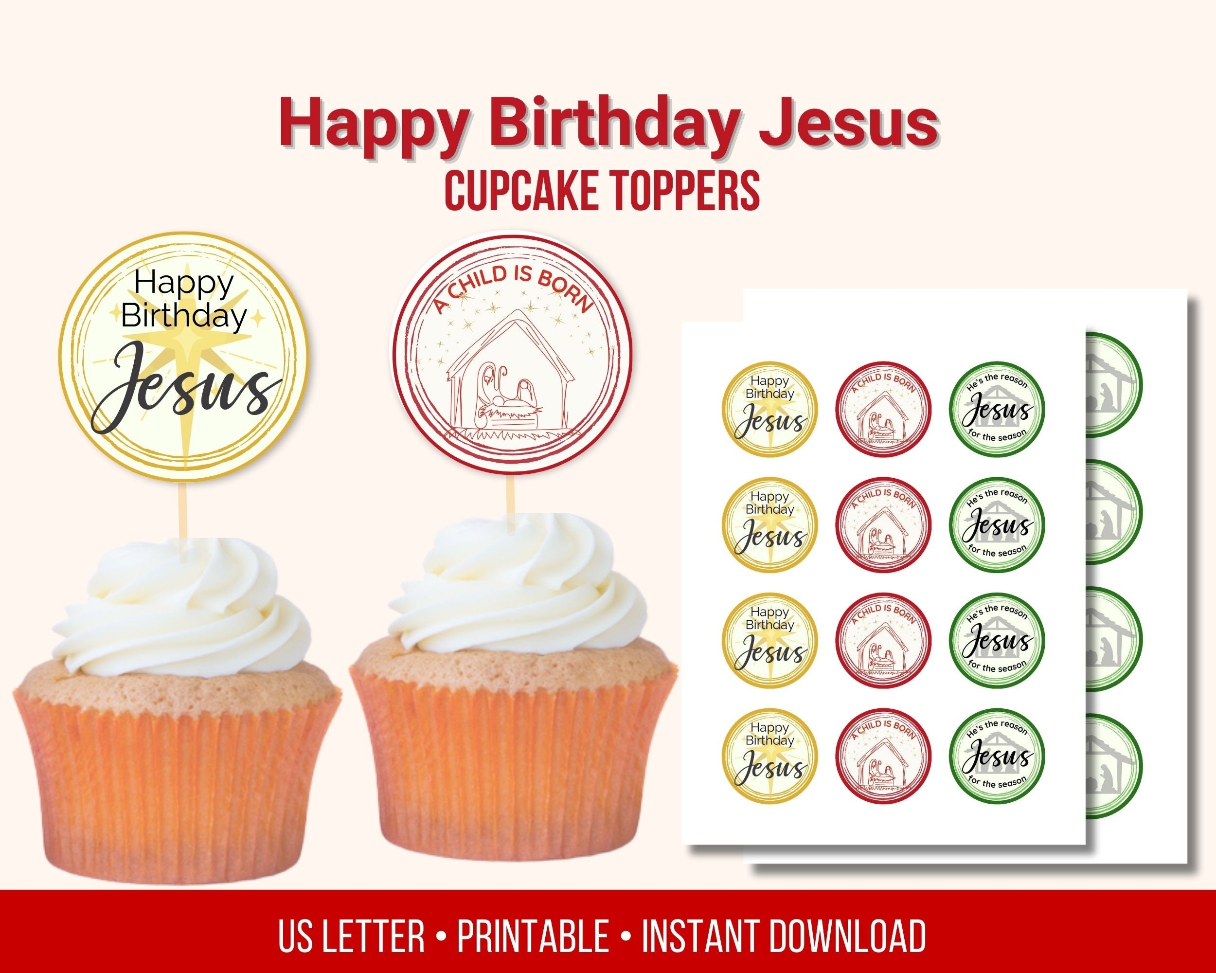 Happy Birthday Jesus Cake Topper Etsy