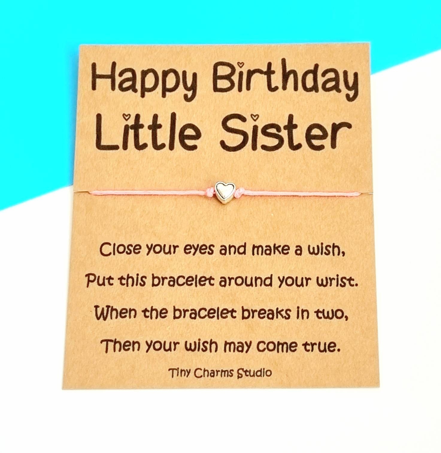 Happy Birthday Little Sister Wish Bracelet Gift For Sister Happy Birthday Little Sister Wish Bracelet Gift For Sister