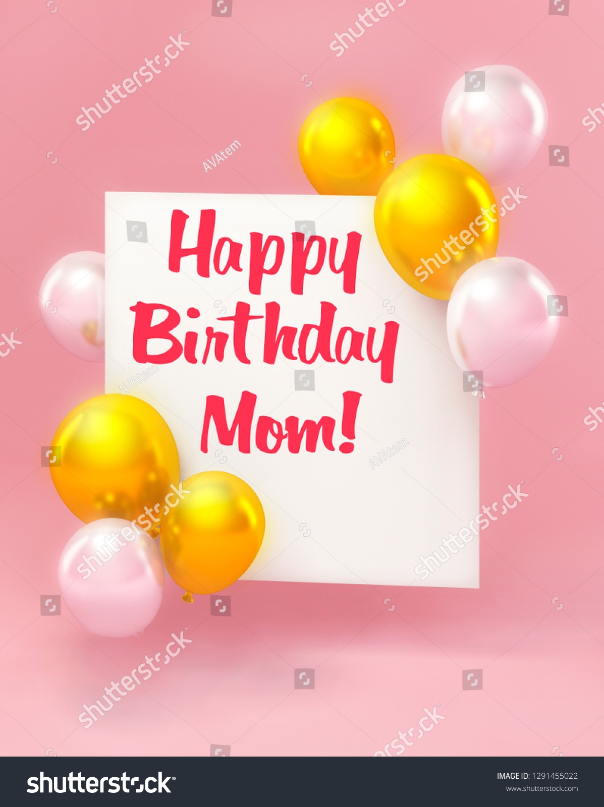 Happy Birthday Mom Greeting Card 3d Stock Illustration 1291455022 Happy Birthday Mom Greeting Card 3d Stock Illustration 1291455022