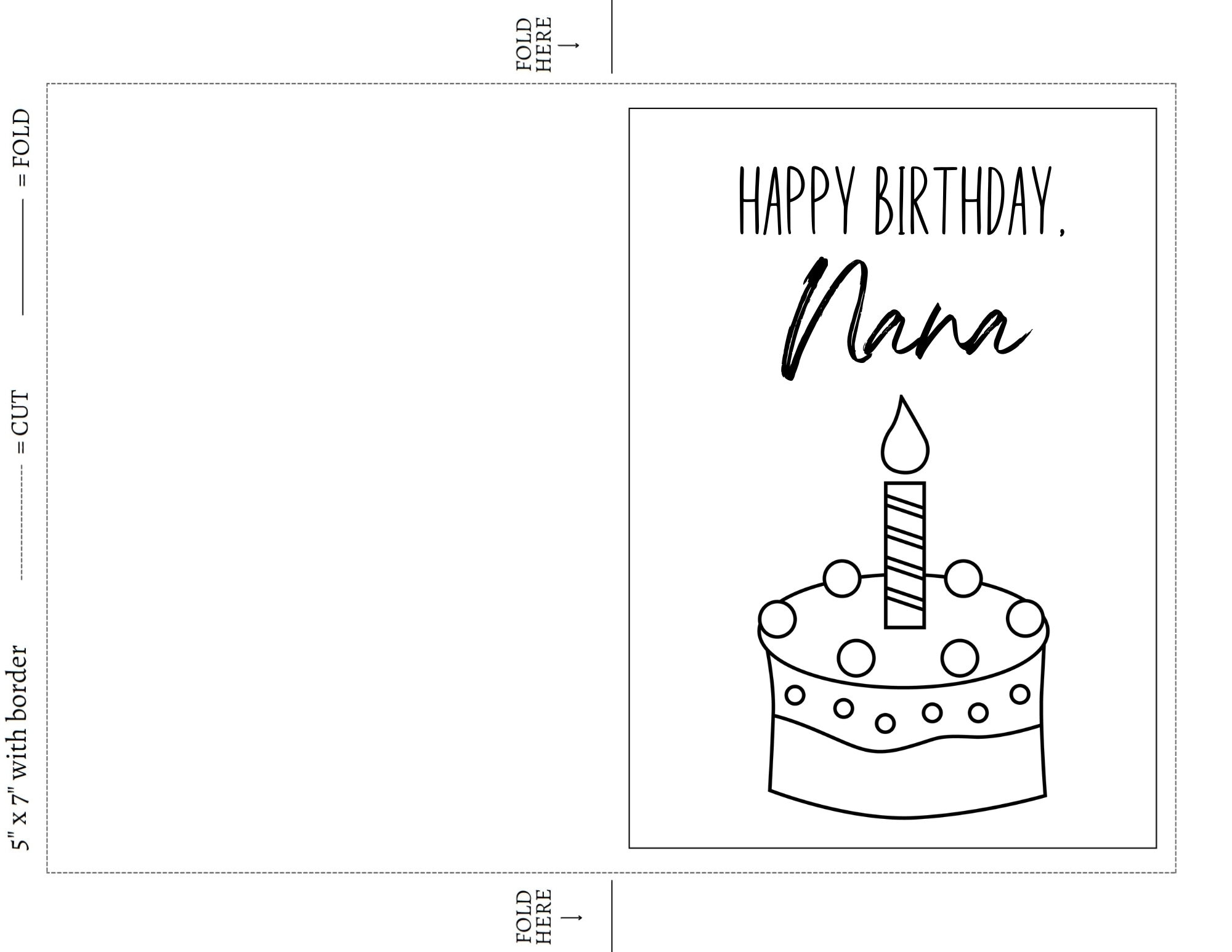 Happy Birthday Nana Coloring Card 5x7 Printable PDF With Envelope digital Download Etsy Happy Birthday Nana Coloring Card 5x7 Printable PDF With Envelope digital Download Etsy