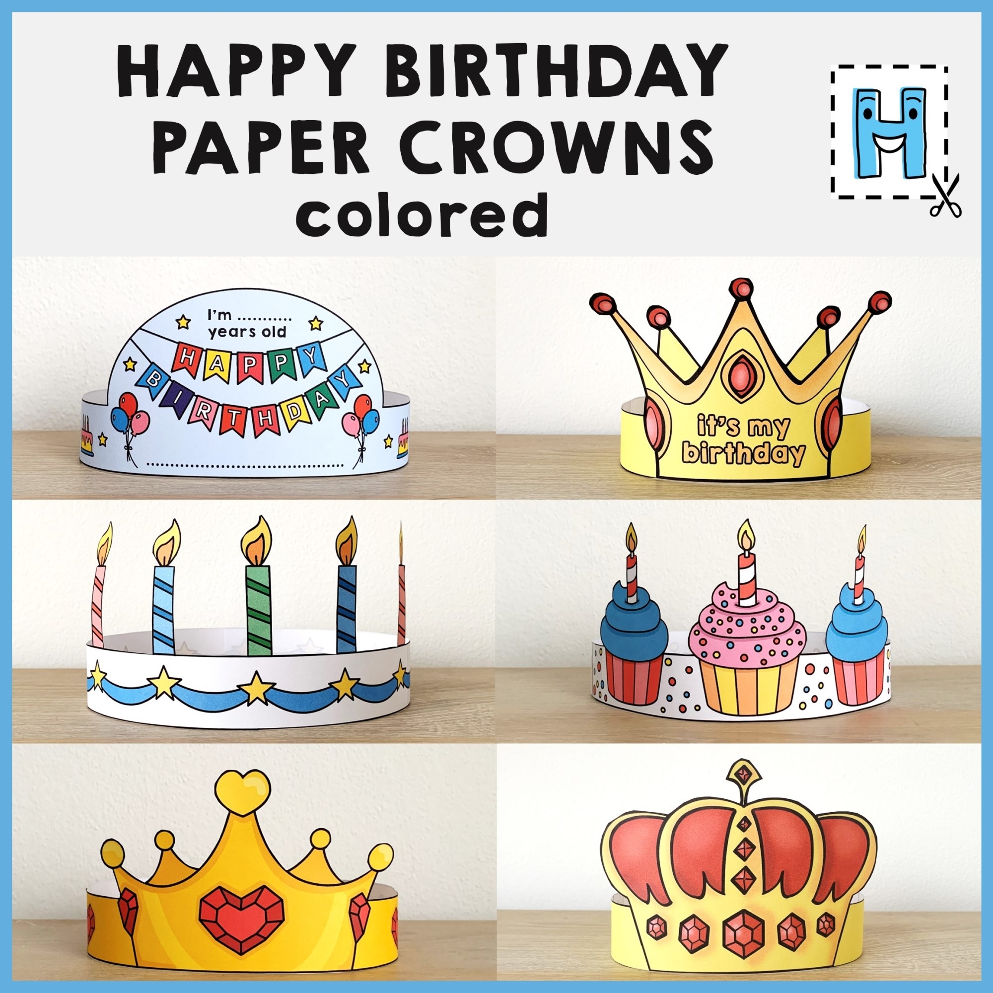 Happy Birthday Paper Crowns Headbands Hats Printable Craft Activity