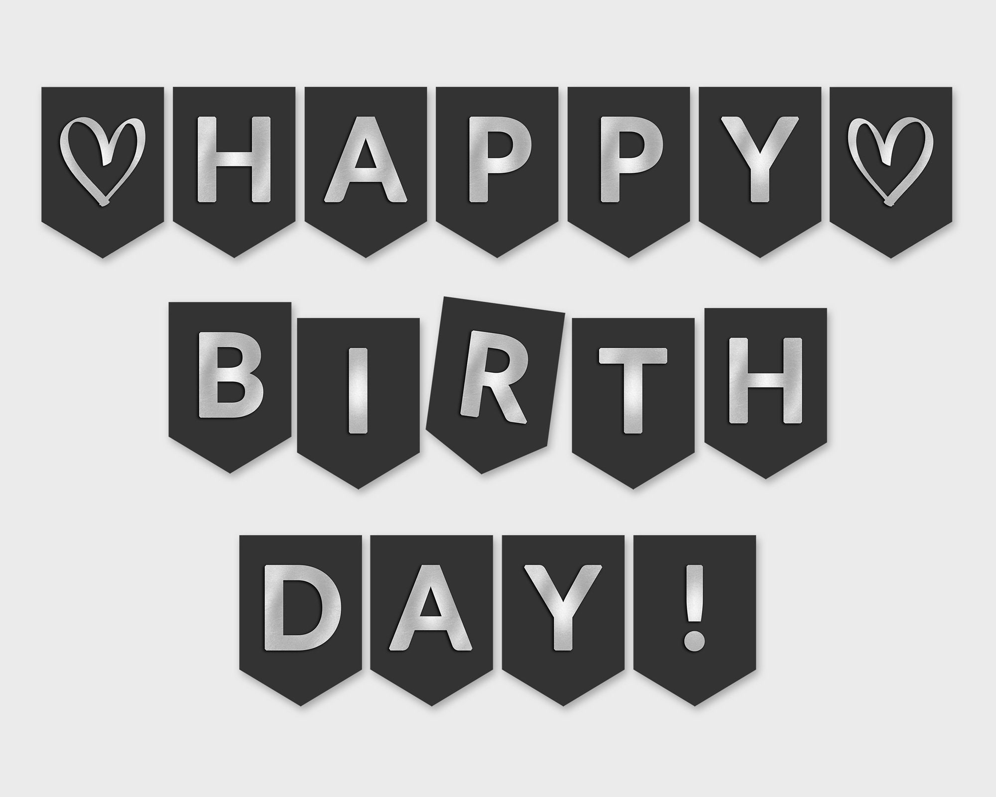 Happy Birthday Printable Banner Black And White
