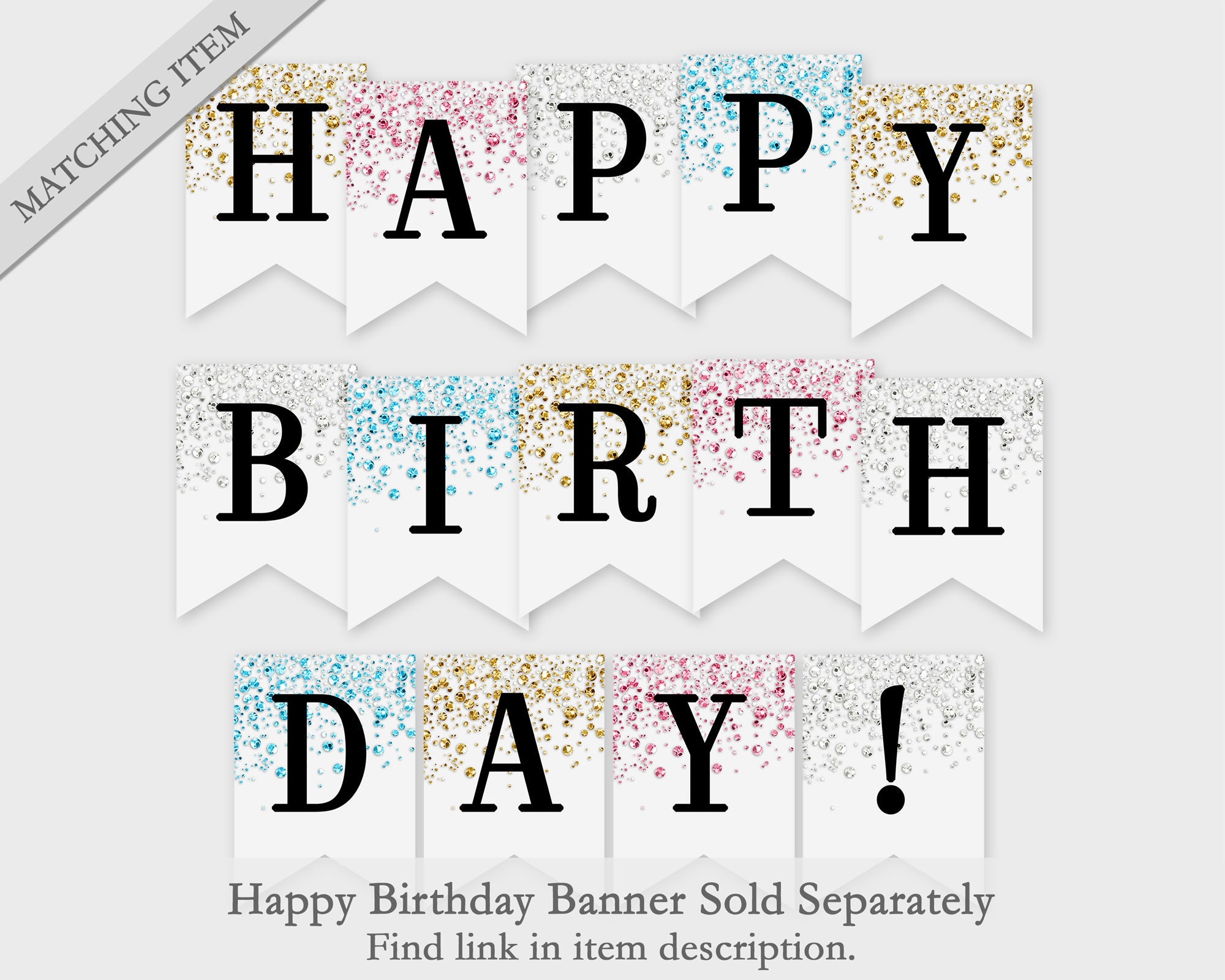 Happy Birthday Printable Banner Pink Confetti Glitters Happy Birthday Printable Banner Pink Confetti Glitters