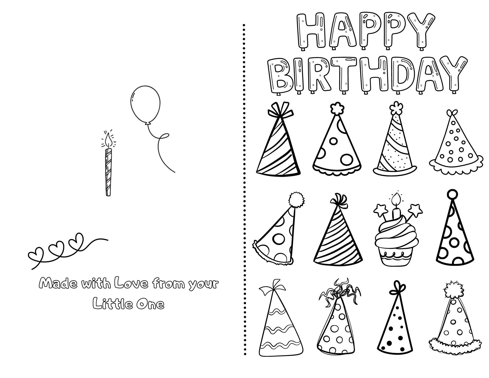 Happy Birthday Printable Foldable Kid Birthday Card To Color For Anyone Happy Birthday Printable Foldable Kid Birthday Card To Color For Anyone