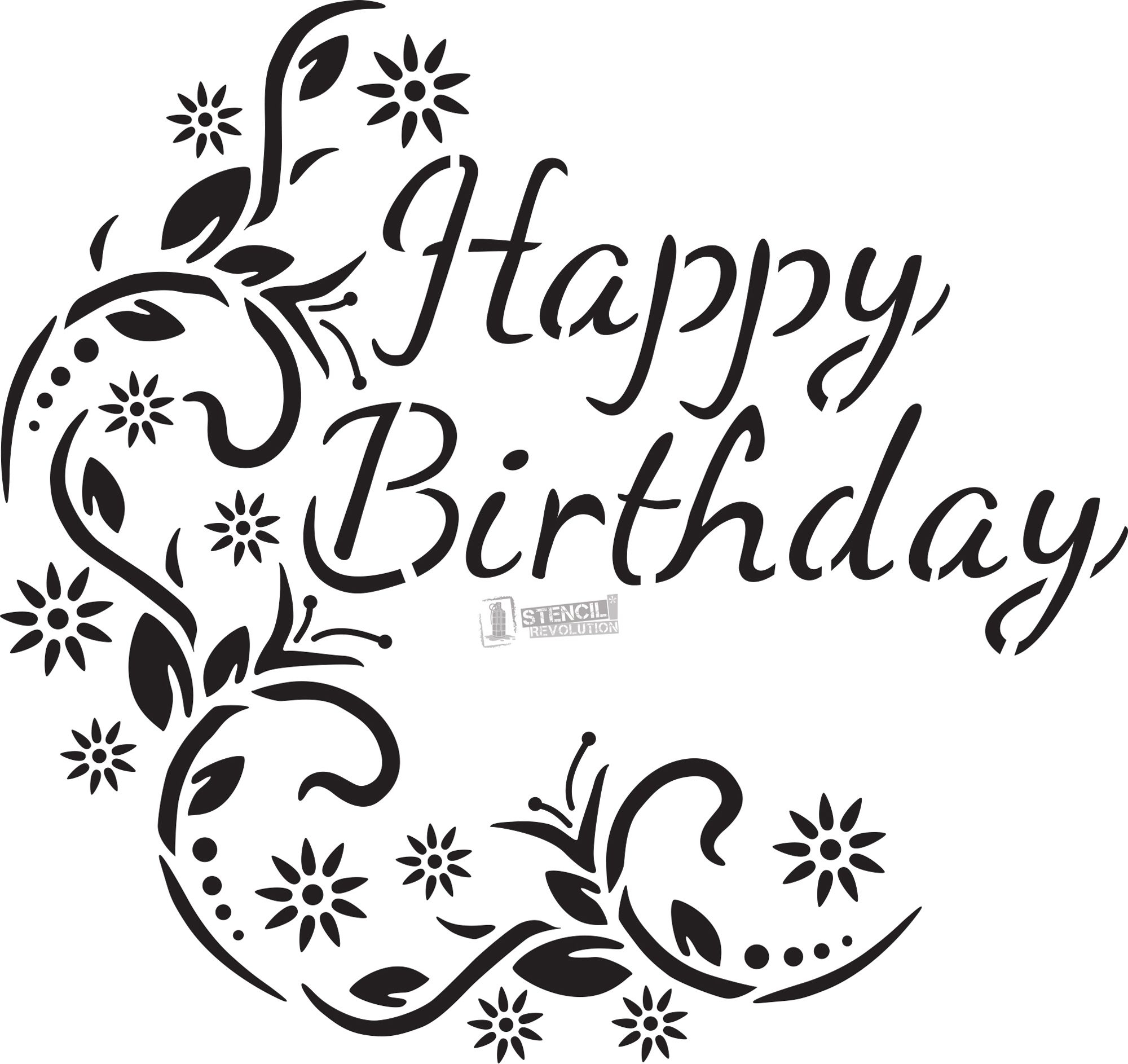 Printable Happy Birthday Stencil
