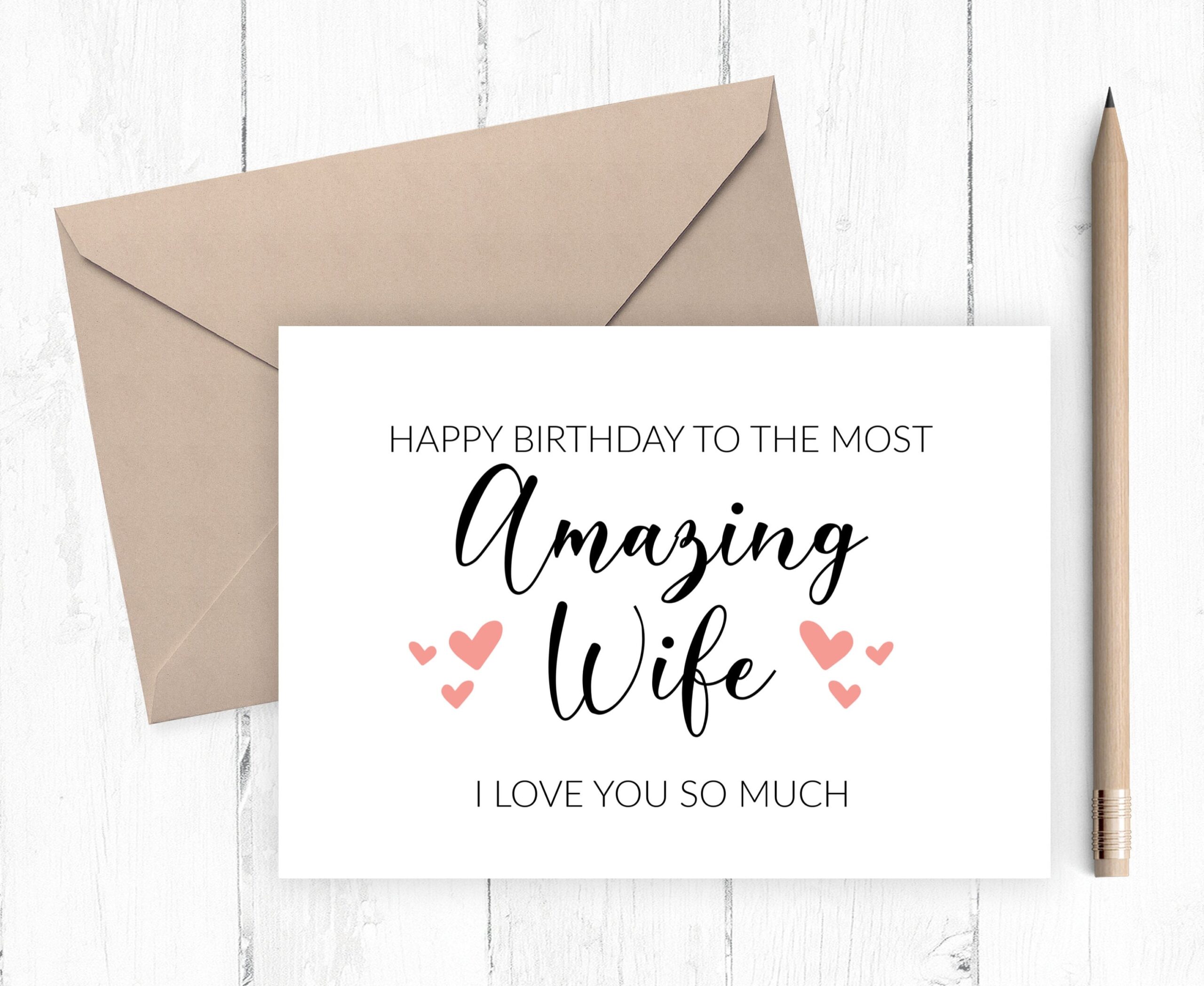 Happy Birthday To Wife Printable Card Instant Download Birthday Card Card For Her Card For Wife JPG PDF 5x7 8x10 Etsy