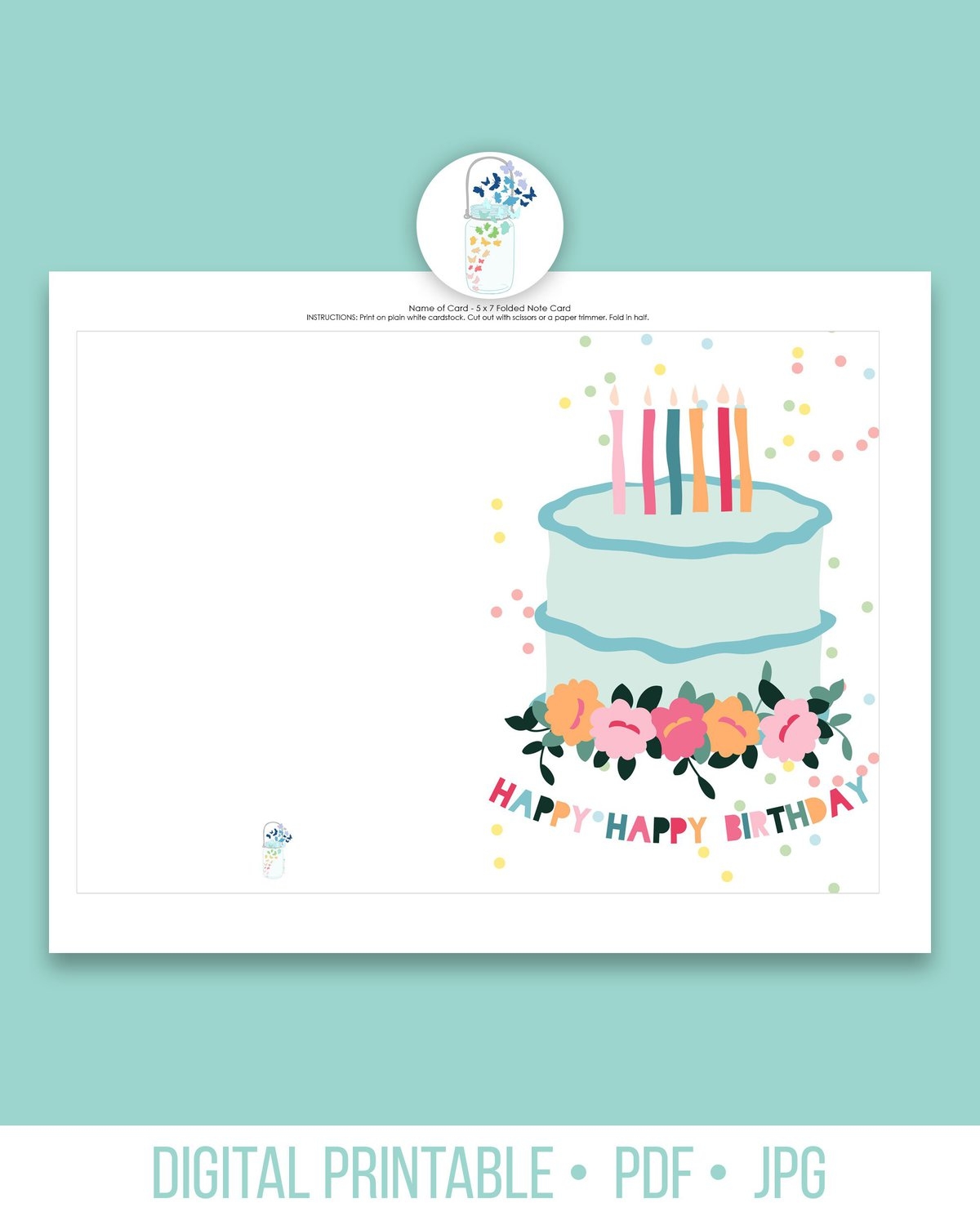 Happy Happy Birthday Printable Card 5x7 Lauras Crafty Life