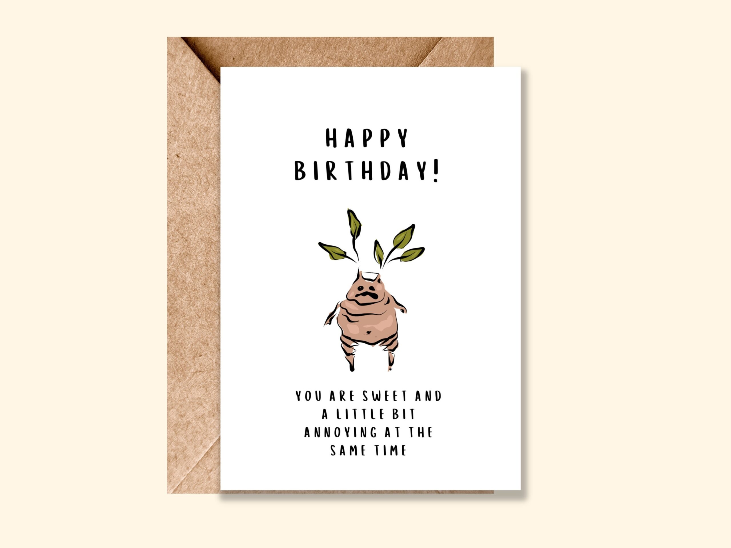 Harry Potter Birthday Card PRINTABLE Hogwarts Funny Birthday Card Harry Potter Fantasy Magic Mandrake Herbology Hermione