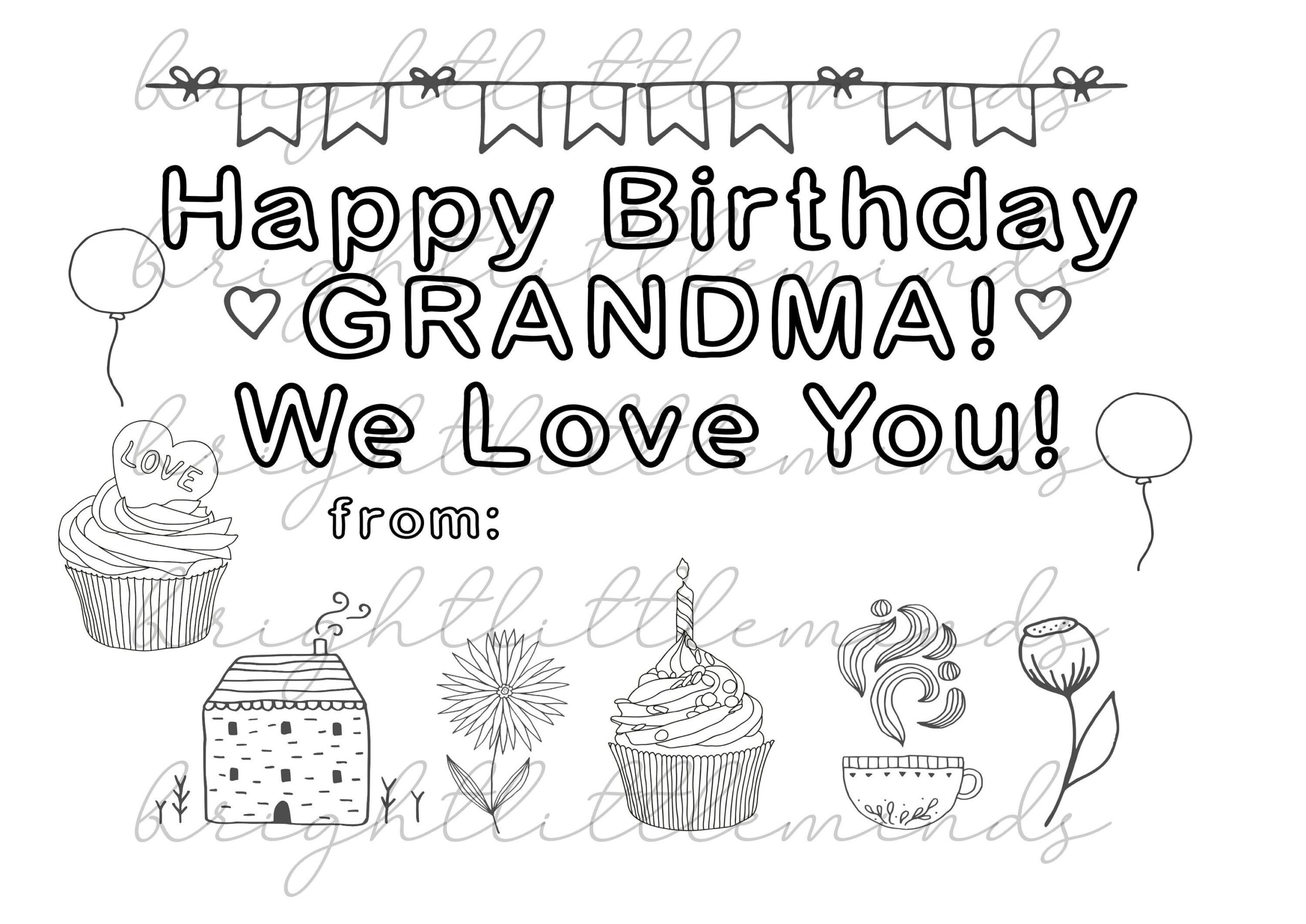Instant Download Printable Happy Birthday Grandma DIY Kids