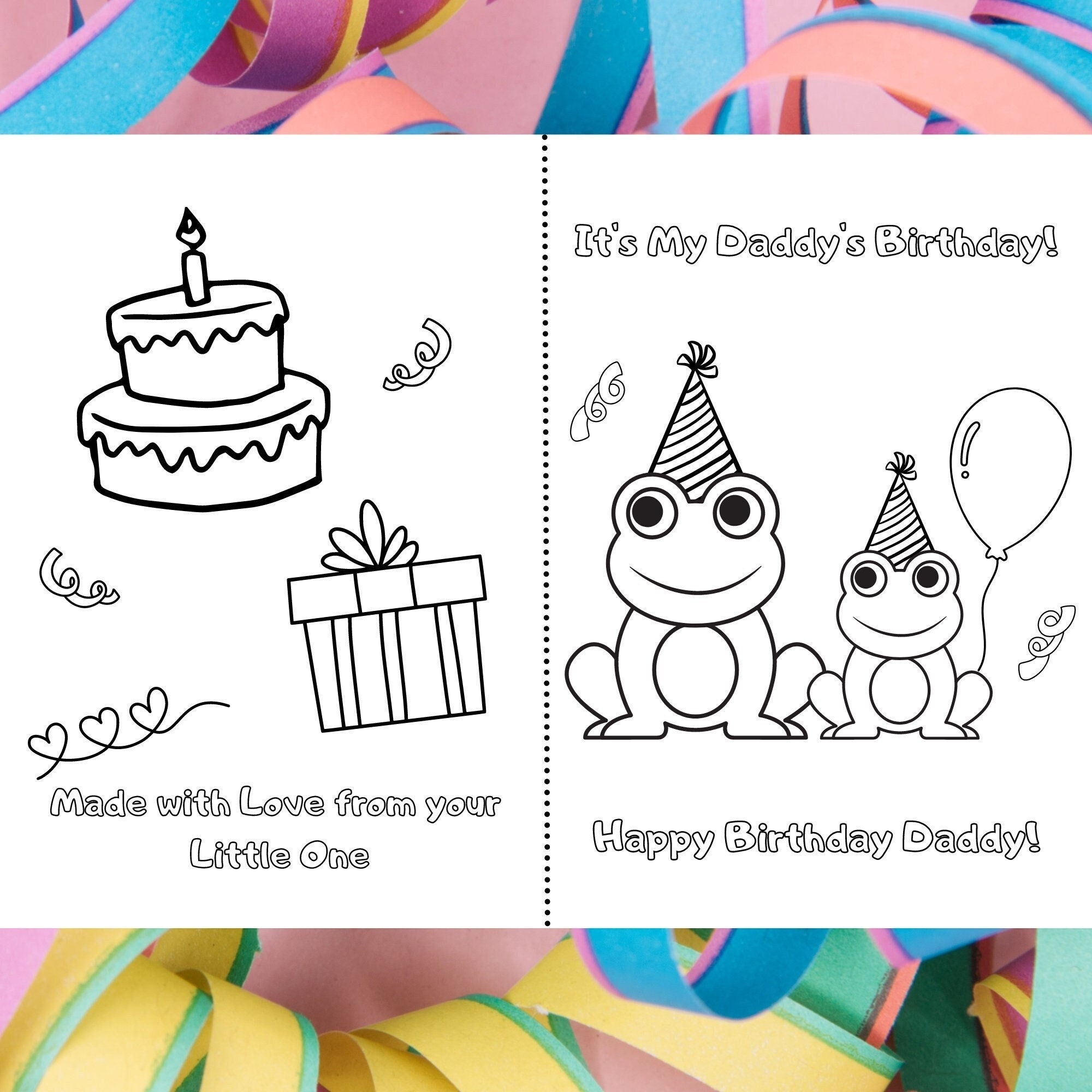 Foldable Happy Birthday Dad Printable Coloring Card