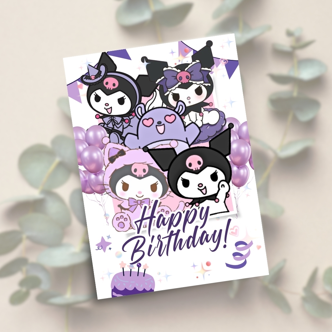 Kuromi Themed Birthday Card Sanrio CuteTrendybn