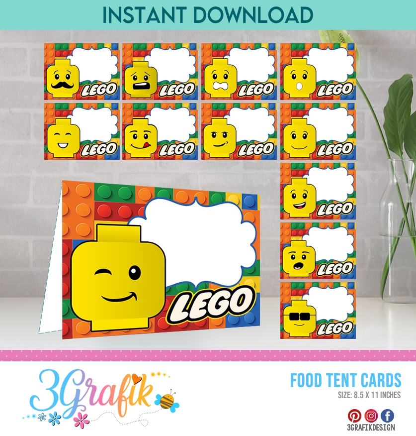 Lego Food Tent Cards Printable
