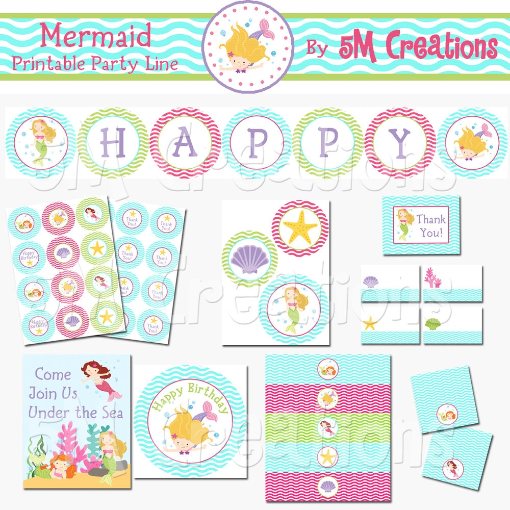 Mermaid Birthday Party Printable Decorations Under The Sea Party 